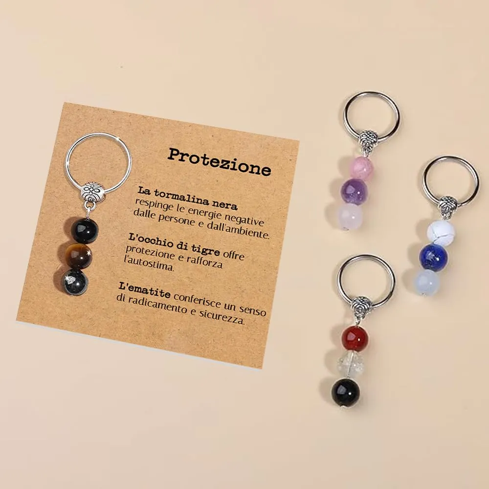 Vulfire Portachiavi con cristalli naturali e pietre curative (Protezione) - immagine 2