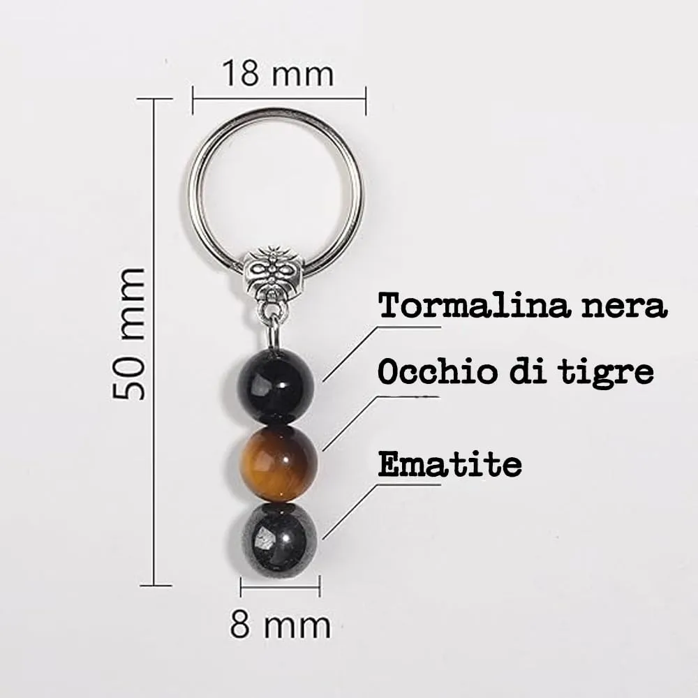 Vulfire Portachiavi con cristalli naturali e pietre curative (Protezione) - immagine 6