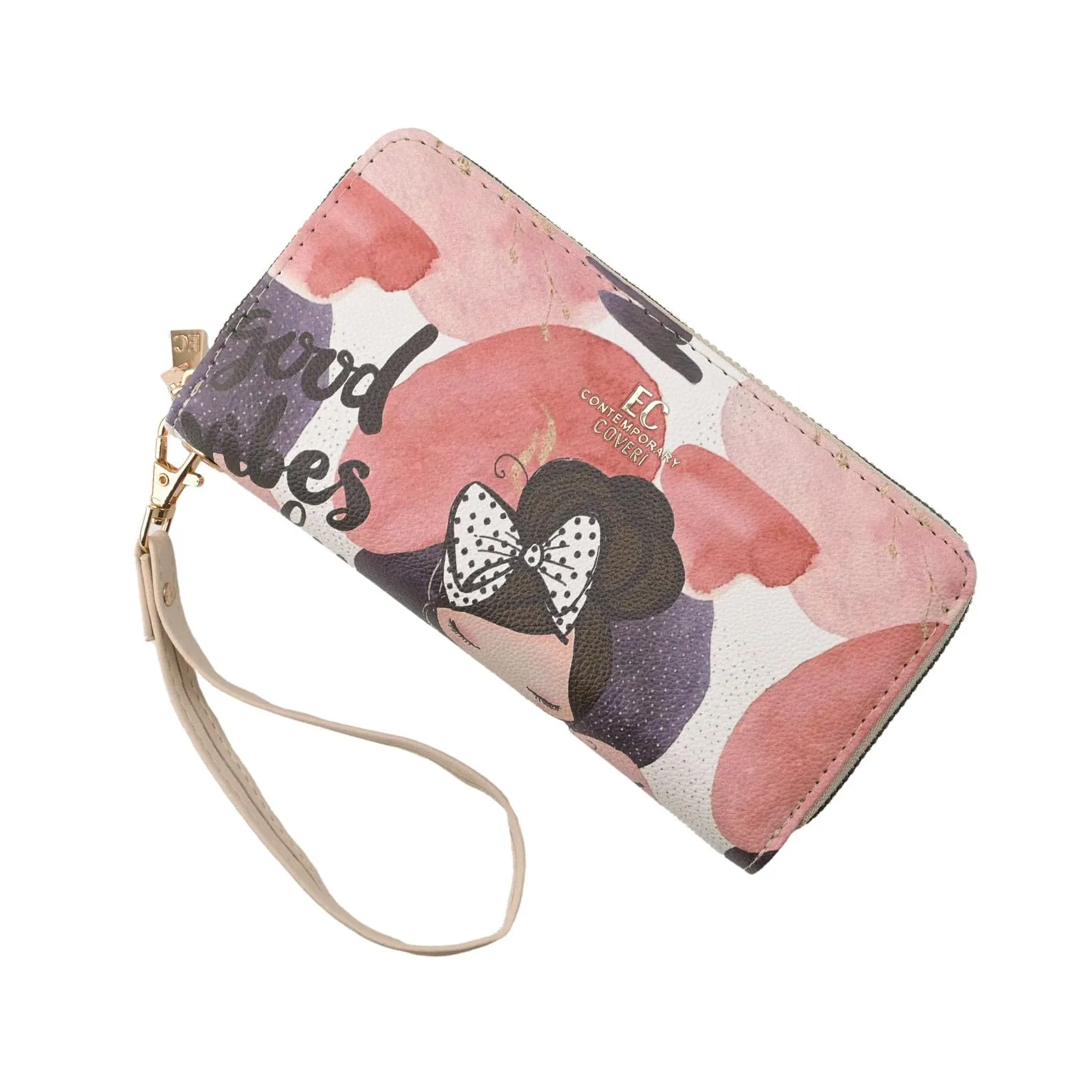 EC Contemporary Coveri Portafoglio Donna in PU con Cerniera Zip Around Grafica Artistica - immagine 3