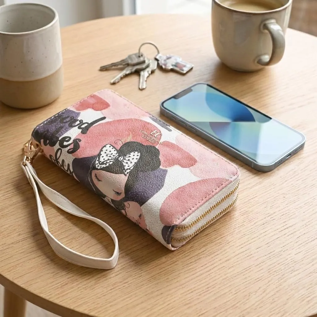 EC Contemporary Coveri Portafoglio Donna in PU con Cerniera Zip Around Grafica Artistica - immagine 4