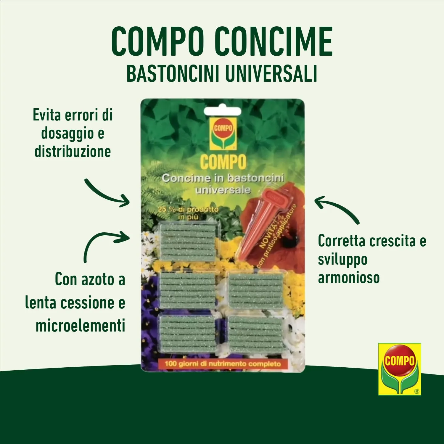 Compo Concime in Bastoncini Universale a Lenta Cessione per Piante in Vaso, 30 Bastoncini (27 g) - immagine 3