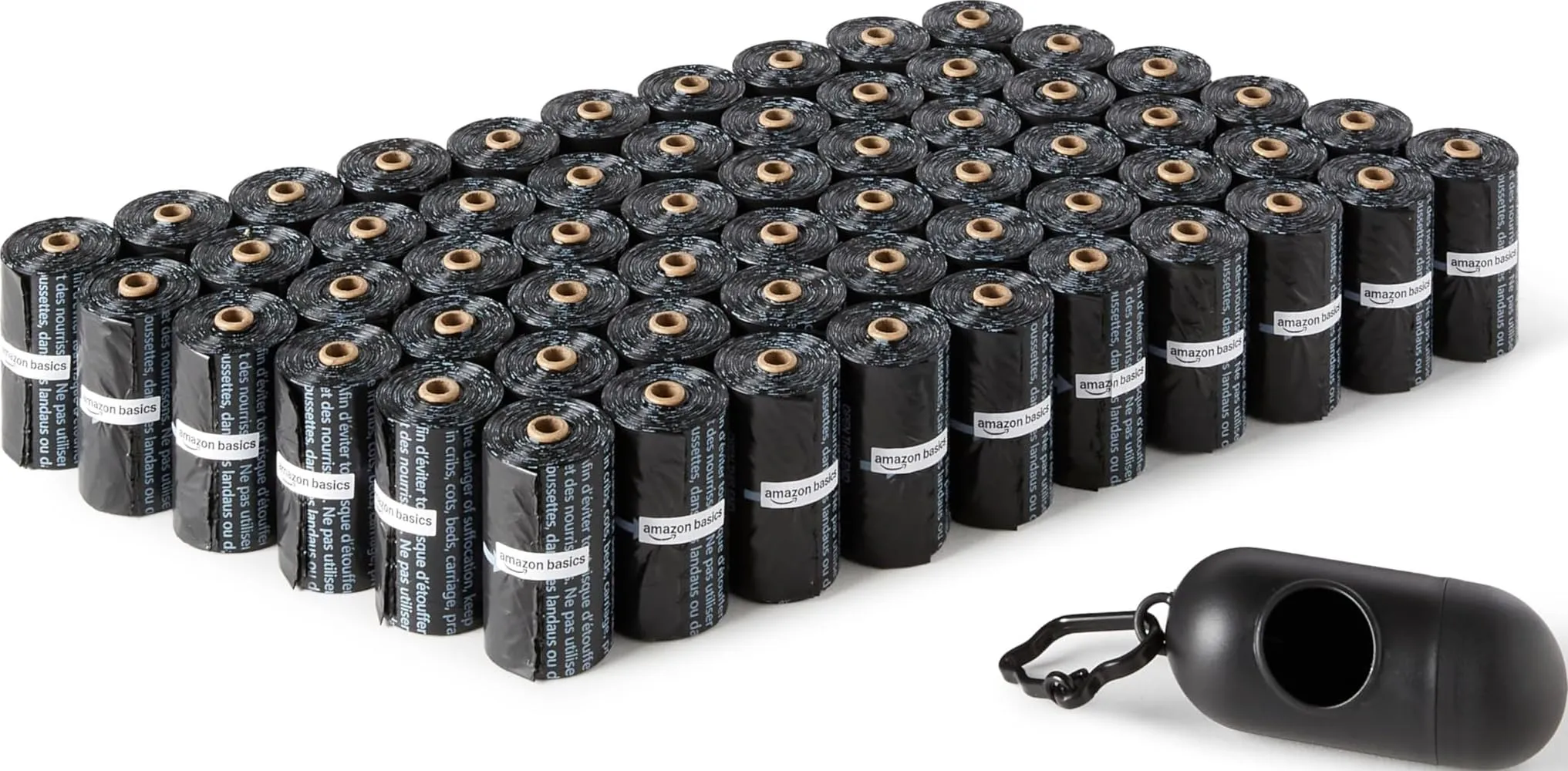 Amazon Basics Sacchetti igienici per cani con dispenser e clip per guinzaglio, inodori, 900 pezzi - immagine 1
