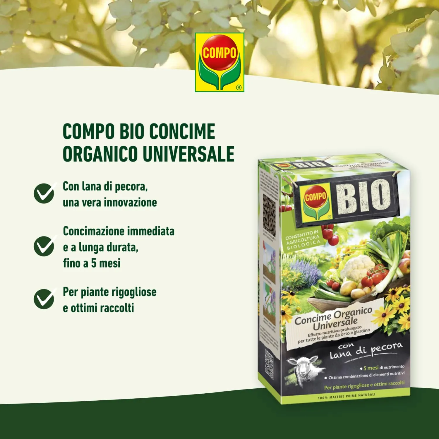 Compo Bio Concime Universale Organico per Piante da Orto e Giardino, 2kg - immagine 2