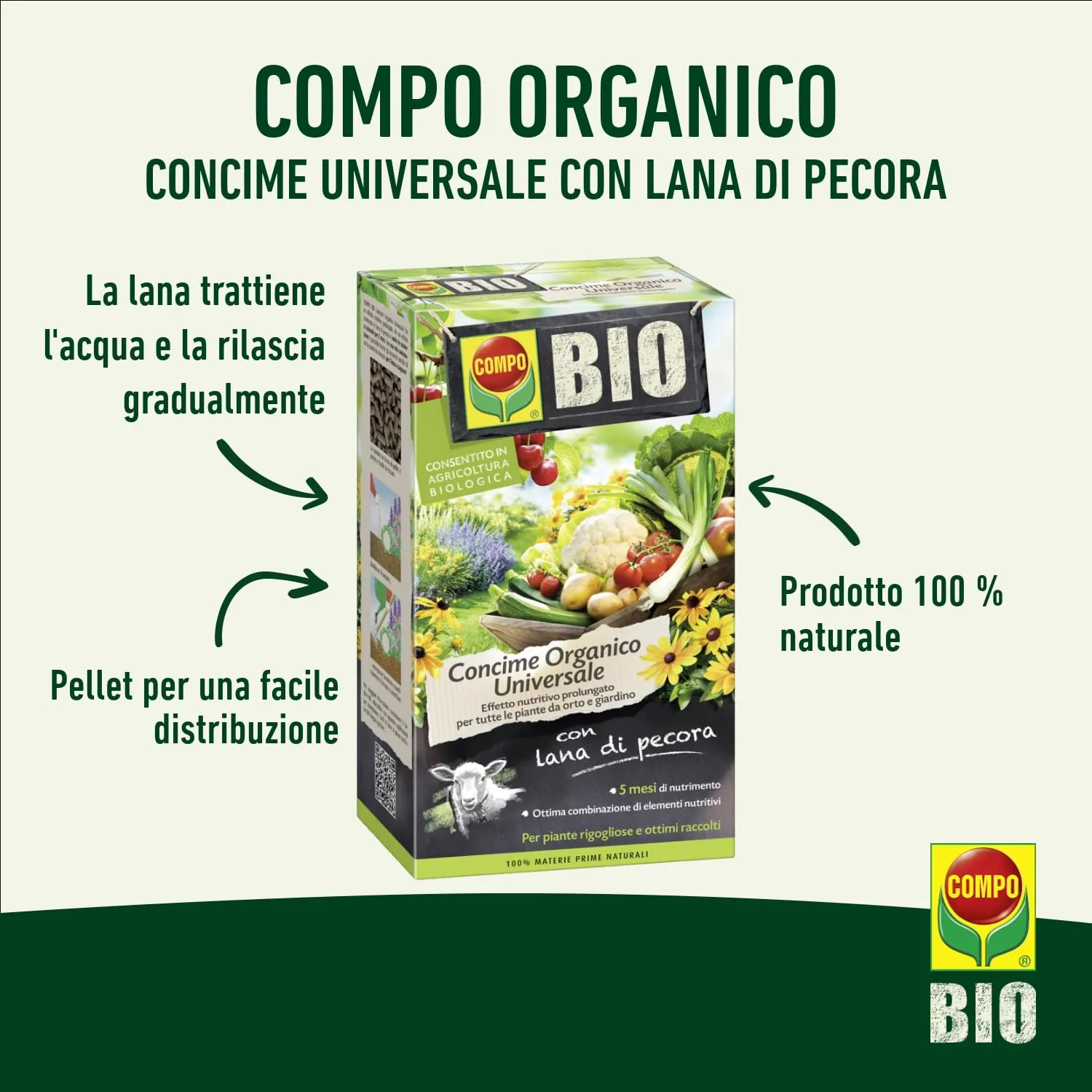 Compo Bio Concime Universale Organico per Piante da Orto e Giardino, 2kg - immagine 3