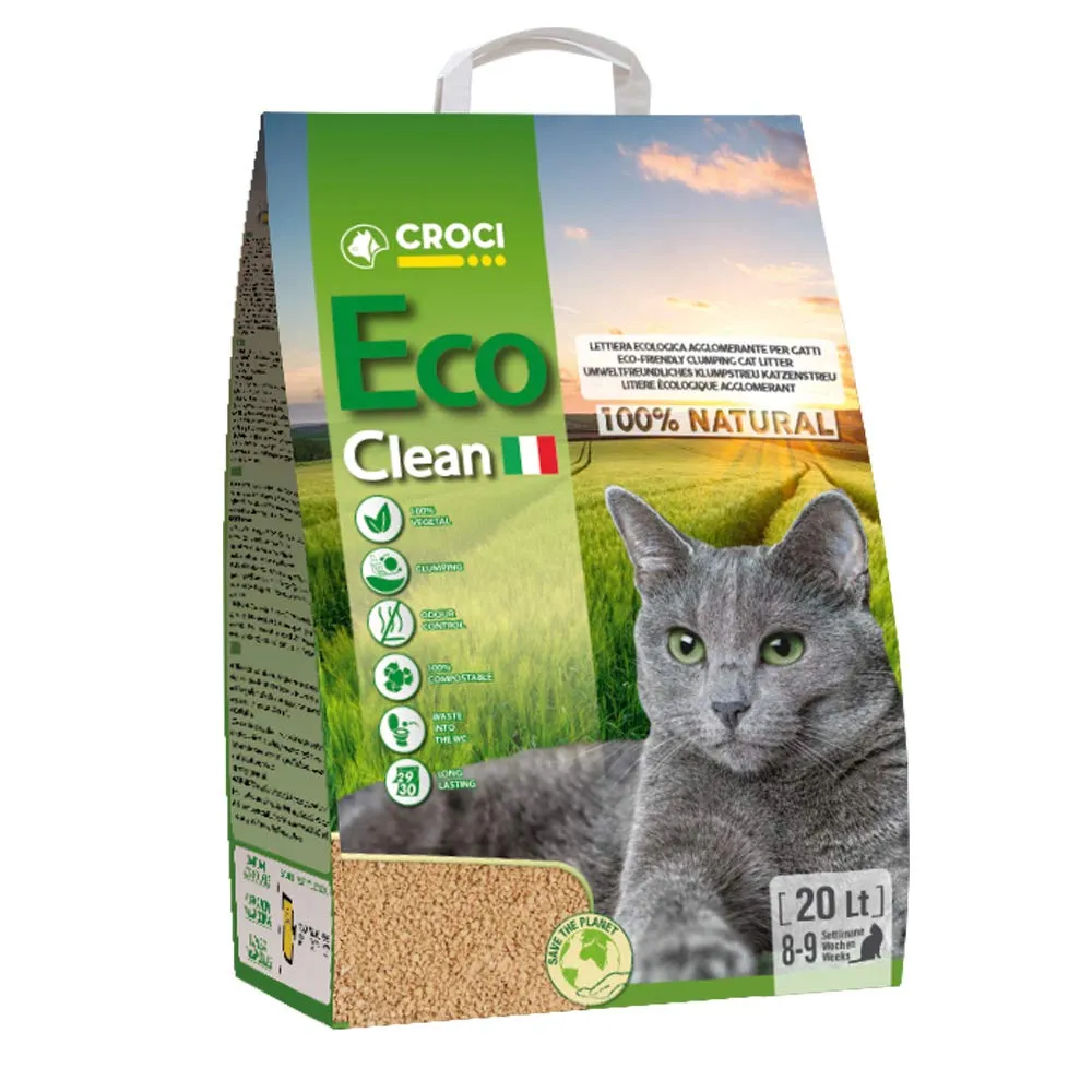 Croci Eco Clean Lettiera per Gatti Agglomerante, 20 L, Biodegradabile, Sabbia - immagine 1