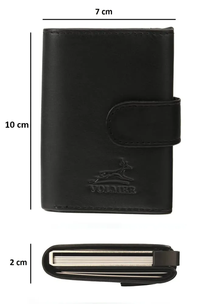 Fa.Volmer Porta carte pop-up in vera pelle, protezione RFID, VO24/31, Nero, 6 x 9,5 x 1,5cm - immagine 4