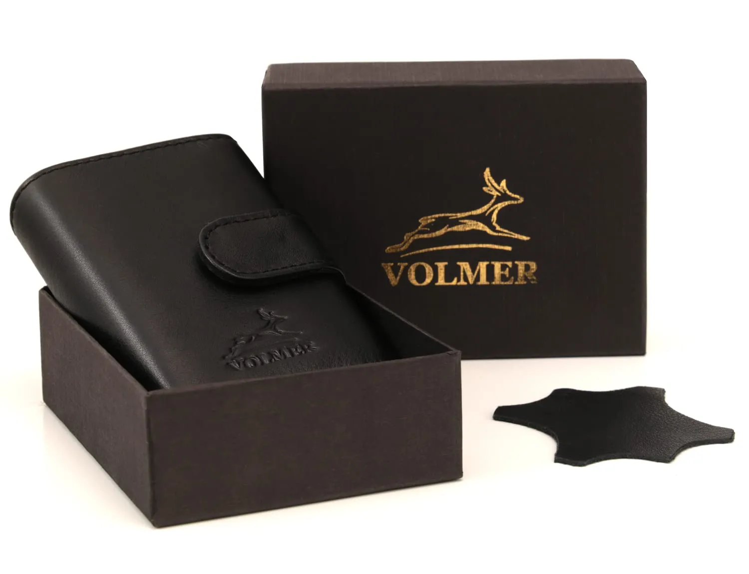 Fa.Volmer Porta carte pop-up in vera pelle, protezione RFID, VO24/31, Nero, 6 x 9,5 x 1,5cm - immagine 5