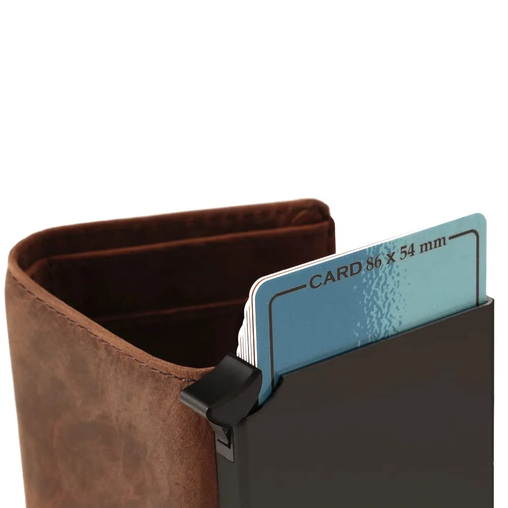 Fa.Volmer Porta carte pop-up in vera pelle RFID VO24/31, Marrone, M - immagine 4