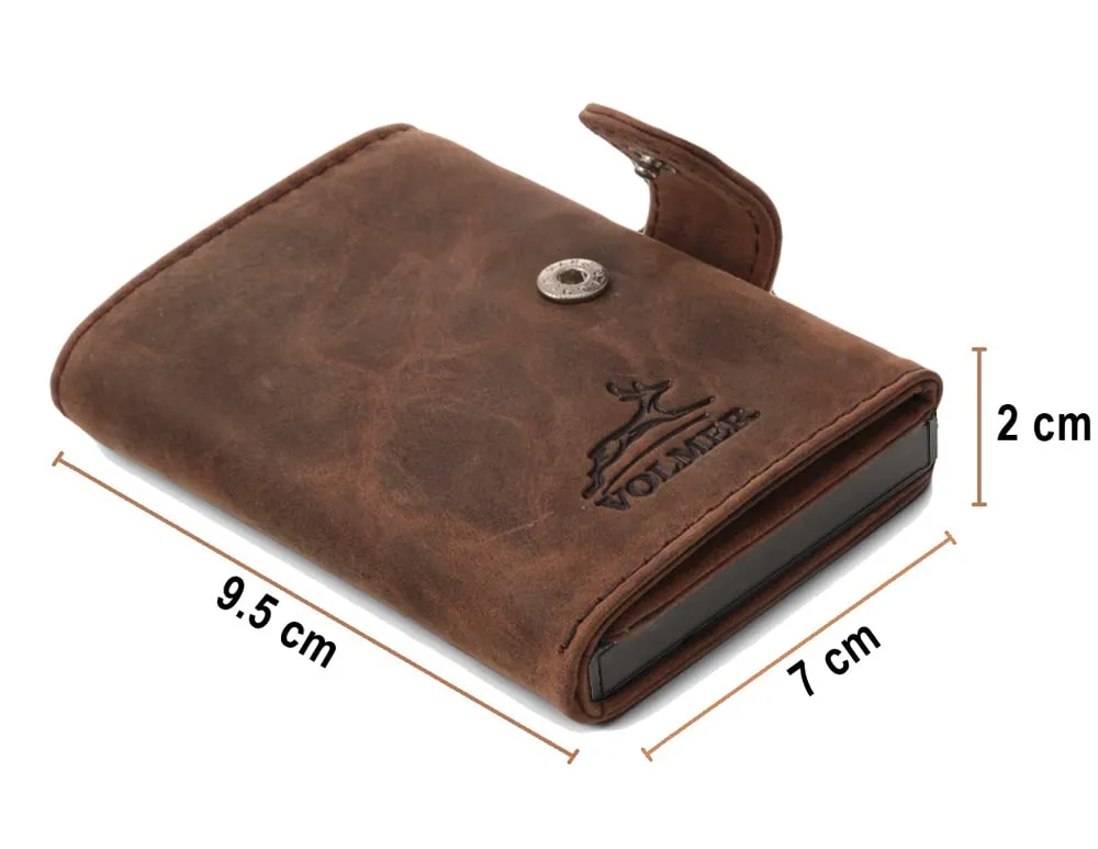 Fa.Volmer Porta carte pop-up in vera pelle RFID VO24/31, Marrone, M - immagine 5