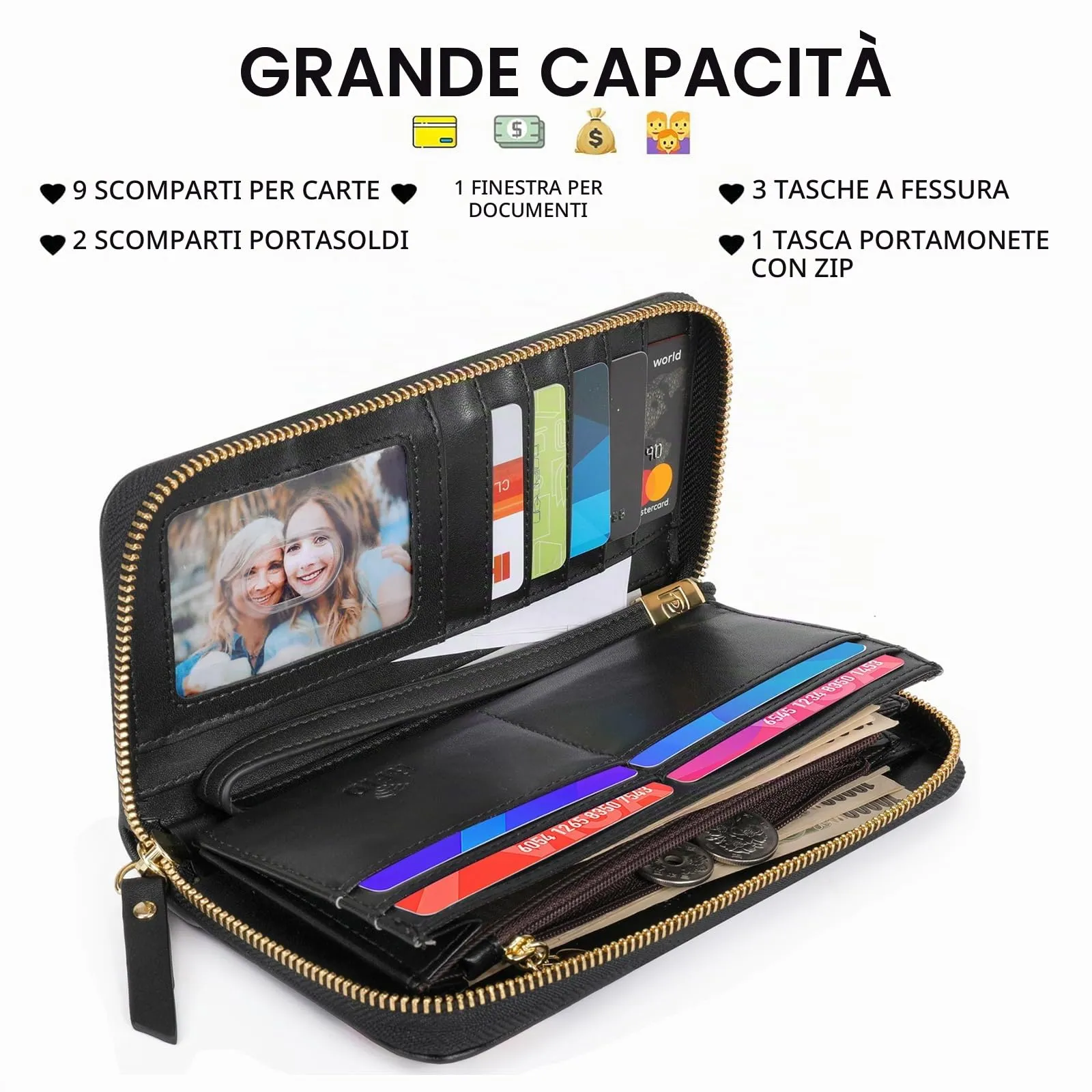 Pomelo Best Portafoglio in Pelle Donna Stampato Magnolia RFID - immagine 3