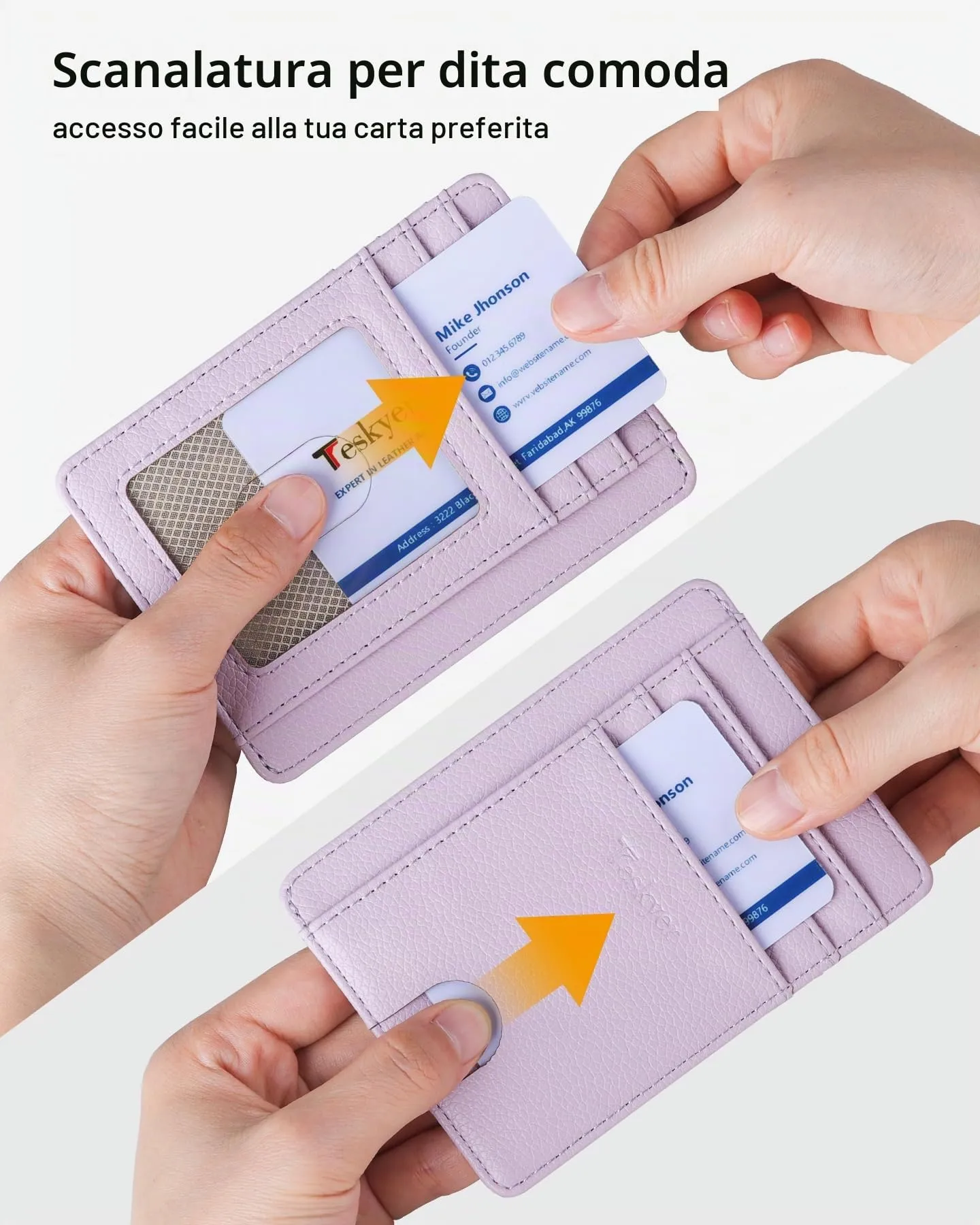 Teskyer Portafoglio Porta Carte Donna RFID Sottile, Viola Chiaro - immagine 3