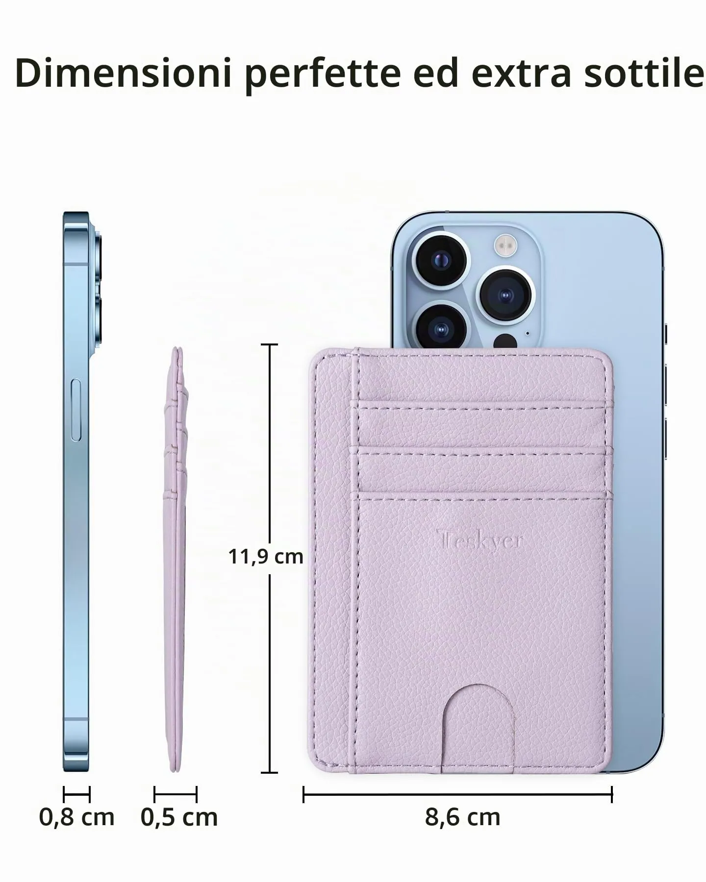 Teskyer Portafoglio Porta Carte Donna RFID Sottile, Viola Chiaro - immagine 6