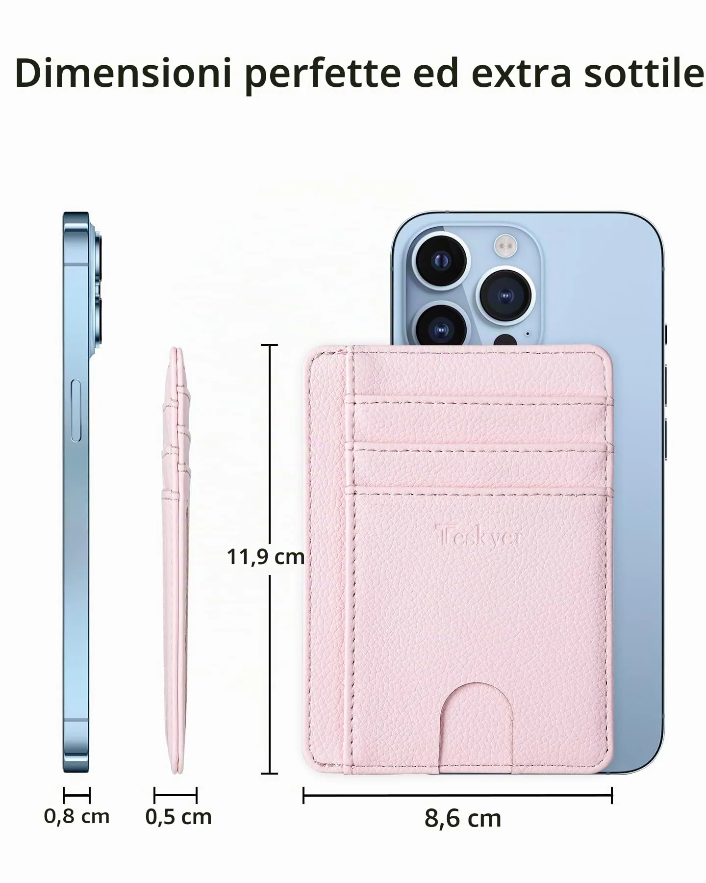 Teskyer Portafoglio Porta Carte di Credito Donna RFID, Design Minimalista, Rosa Chiaro - immagine 6