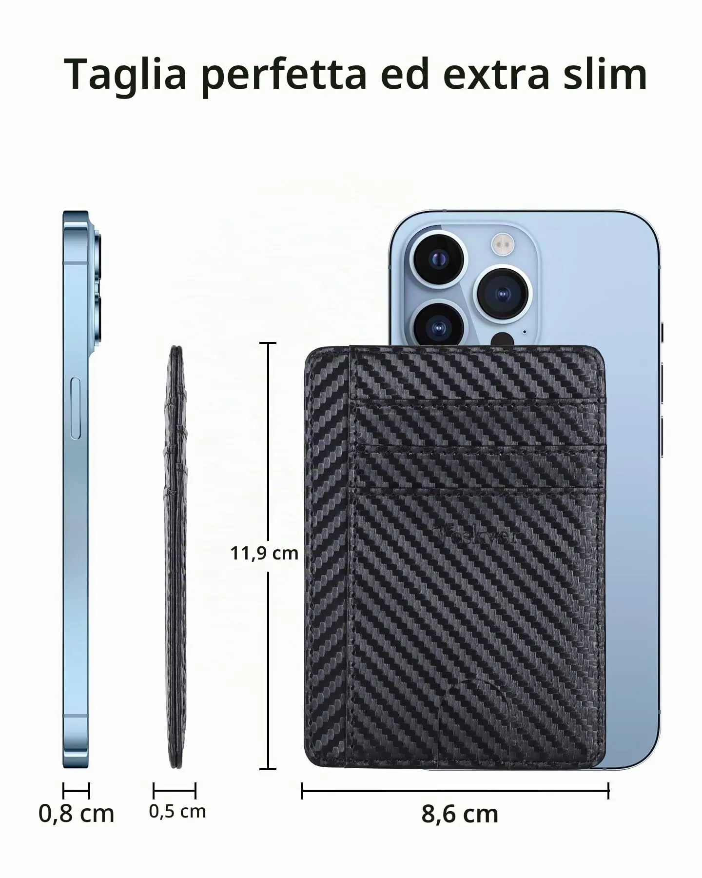 Teskyer Porta Carte Credito Uomo Slim RFID, Weave Nero - immagine 6