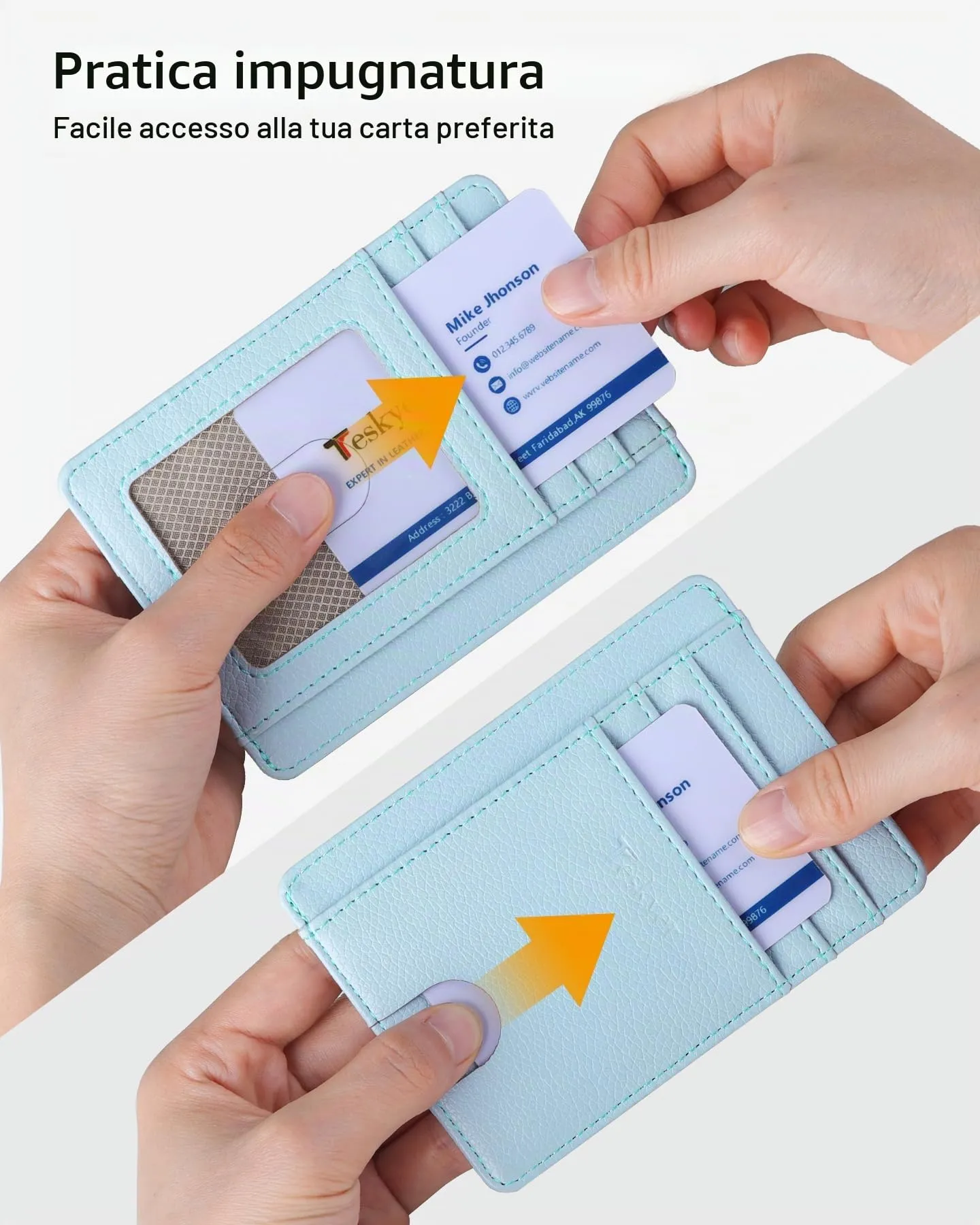 Teskyer Portafoglio Donna Piccolo Sottile con Protezione RFID, Blu Ghiacciaio - immagine 3