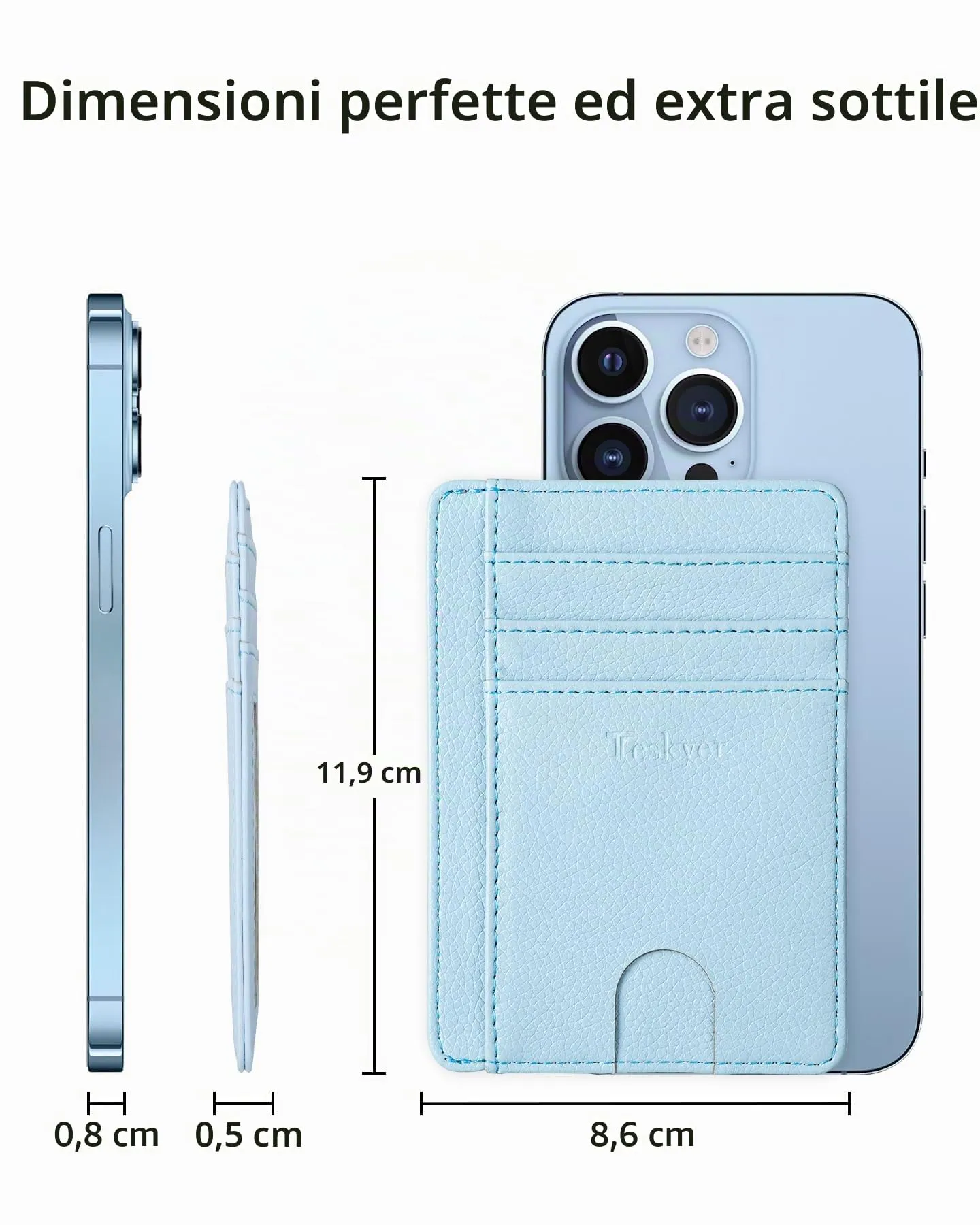 Teskyer Portafoglio Donna Piccolo Sottile con Protezione RFID, Blu Ghiacciaio - immagine 6