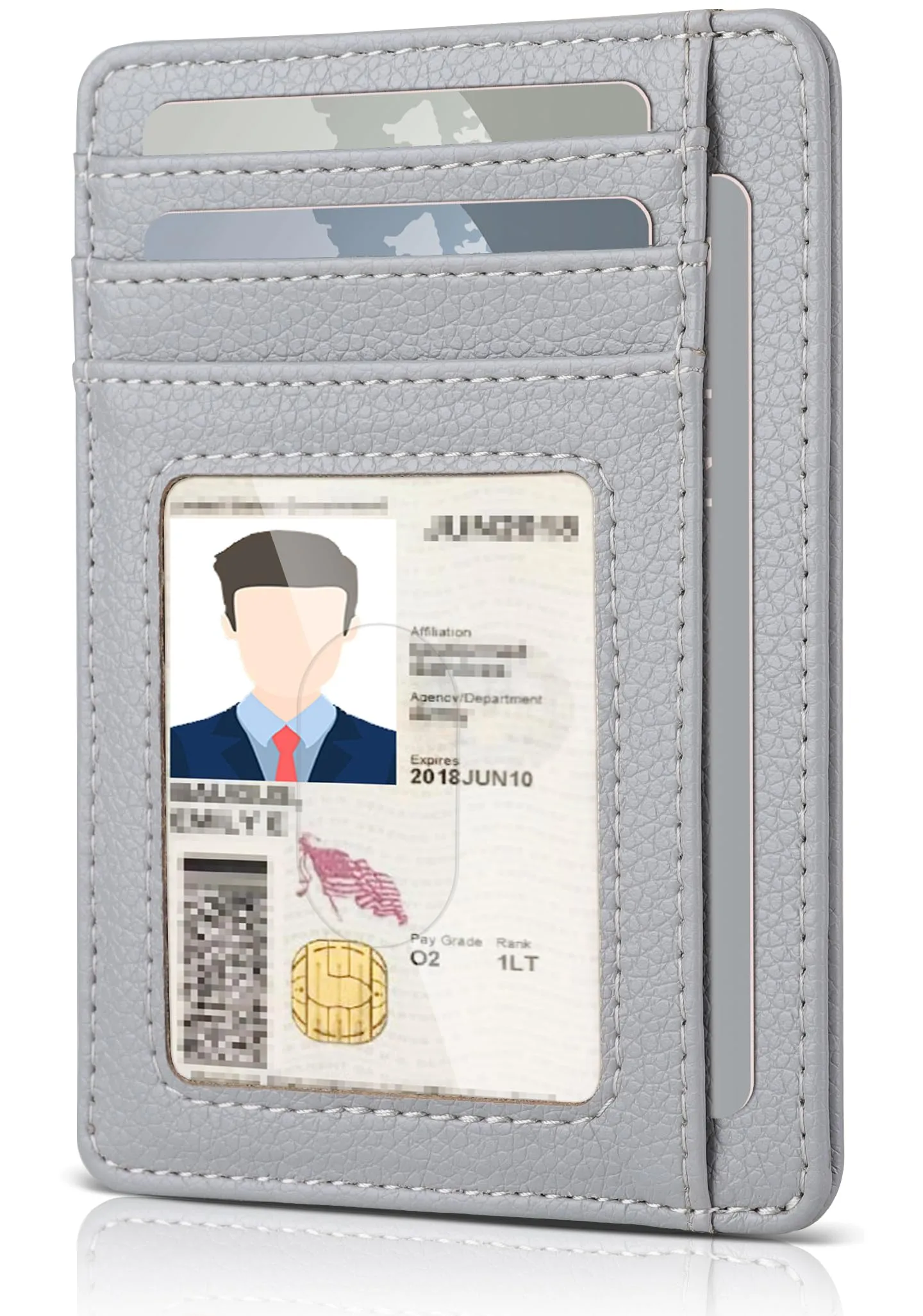 Teskyer Portafoglio Portacarte in Pelle PU RFID Minimalista, Grigio Chiaro - immagine 1