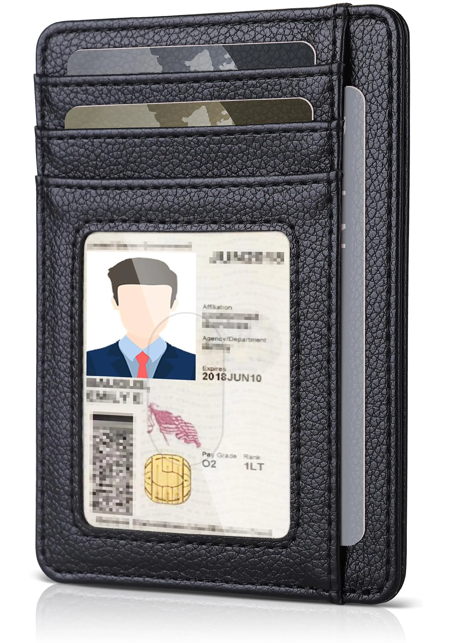Teskyer Portafoglio Porta Carte Credito Uomo RFID Minimalista, Nero - immagine 1