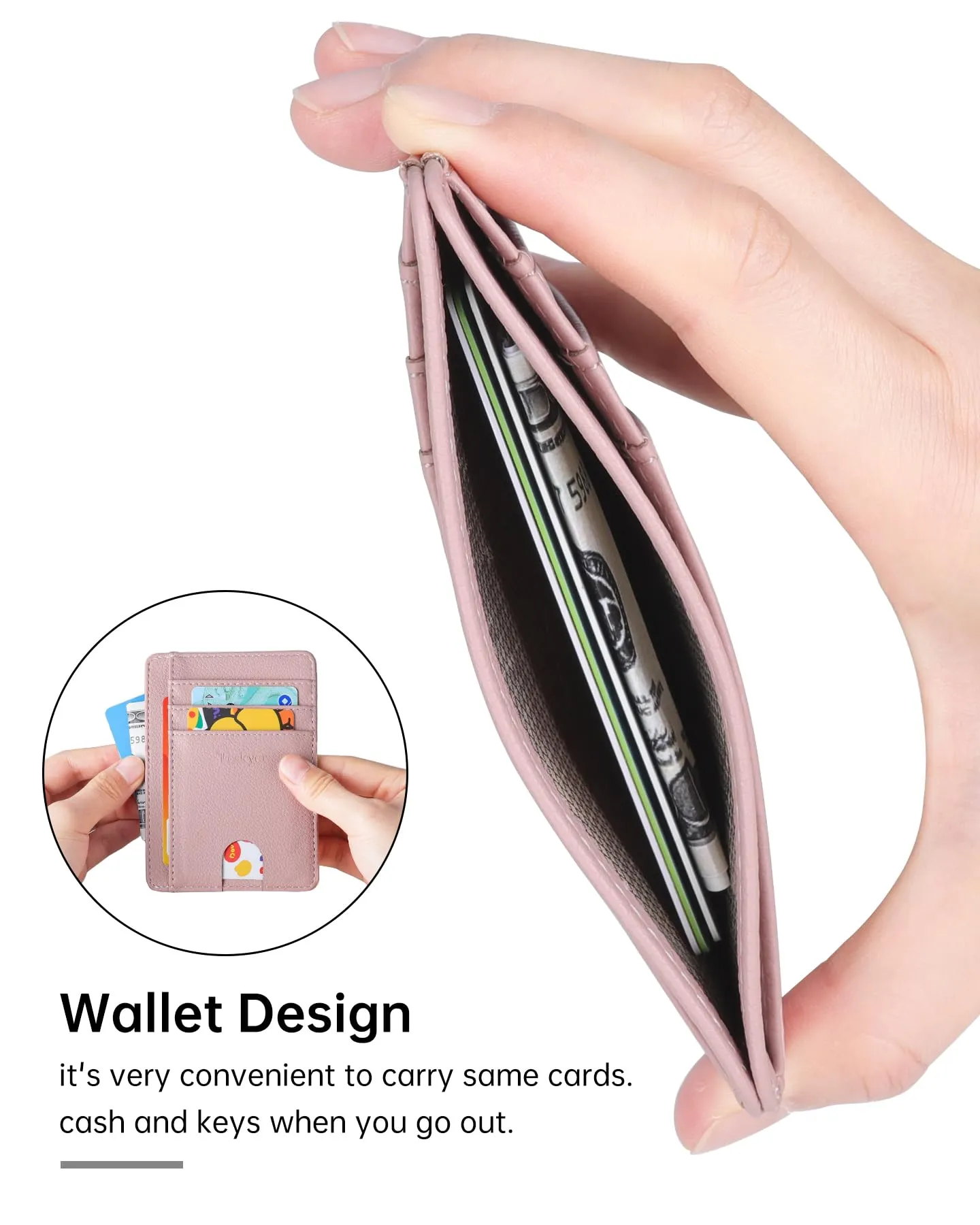 Teskyer Portafoglio Porta Carte Donna Sottile con Protezione RFID, Rosa - immagine 5