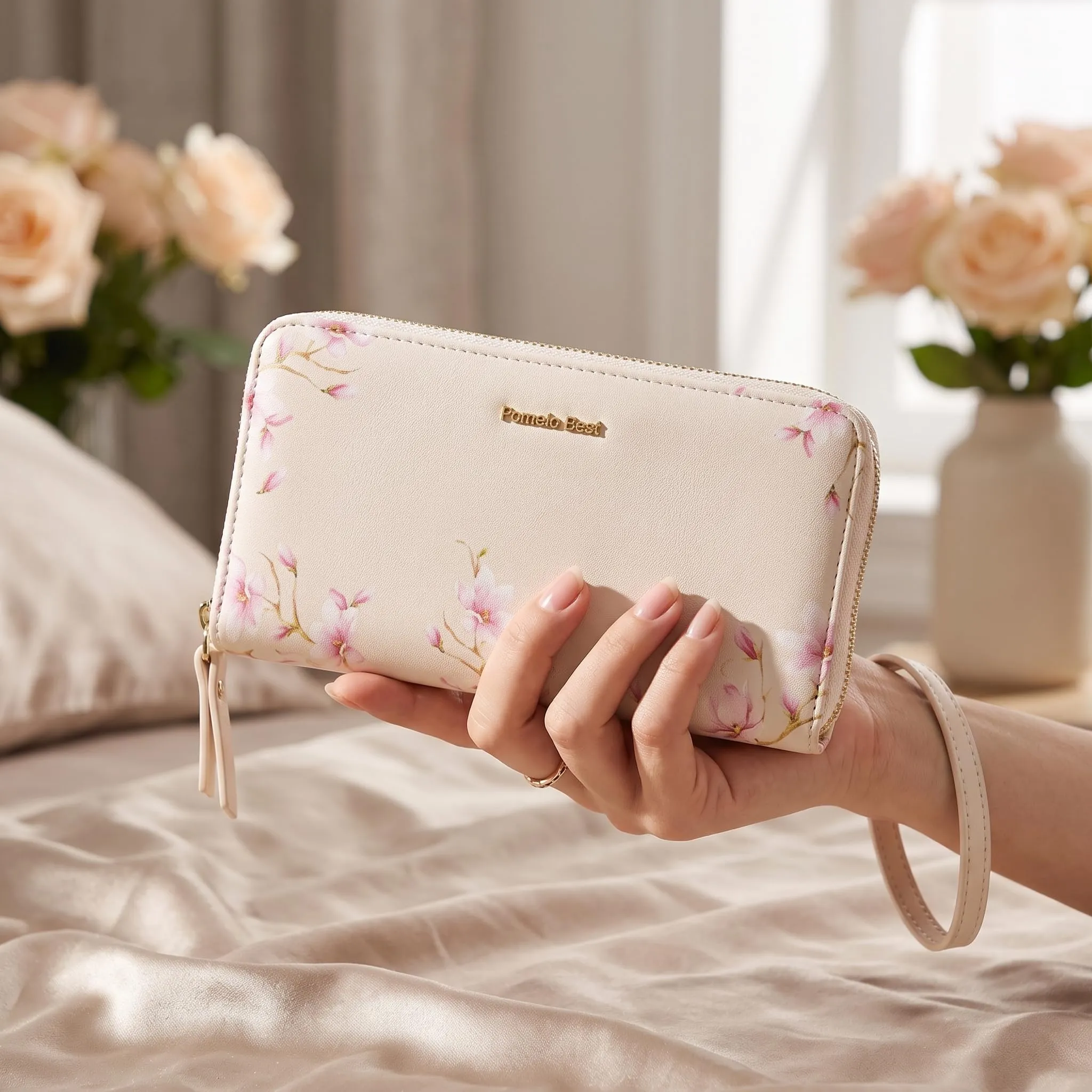 Pomelo Best Portafoglio in Pelle Donna Stampato Magnolia RFID - immagine 6
