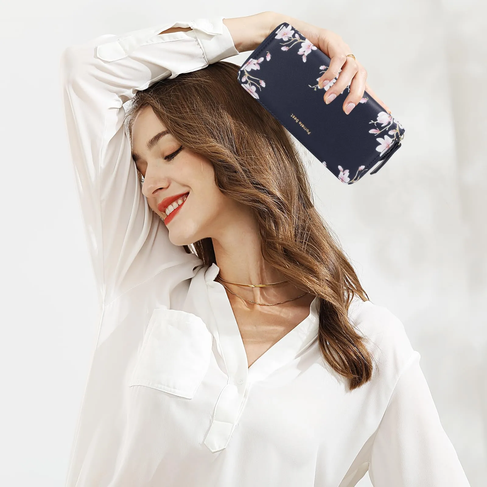 Pomelo Best Portafoglio in Pelle Donna Stampato Magnolia RFID - immagine 3