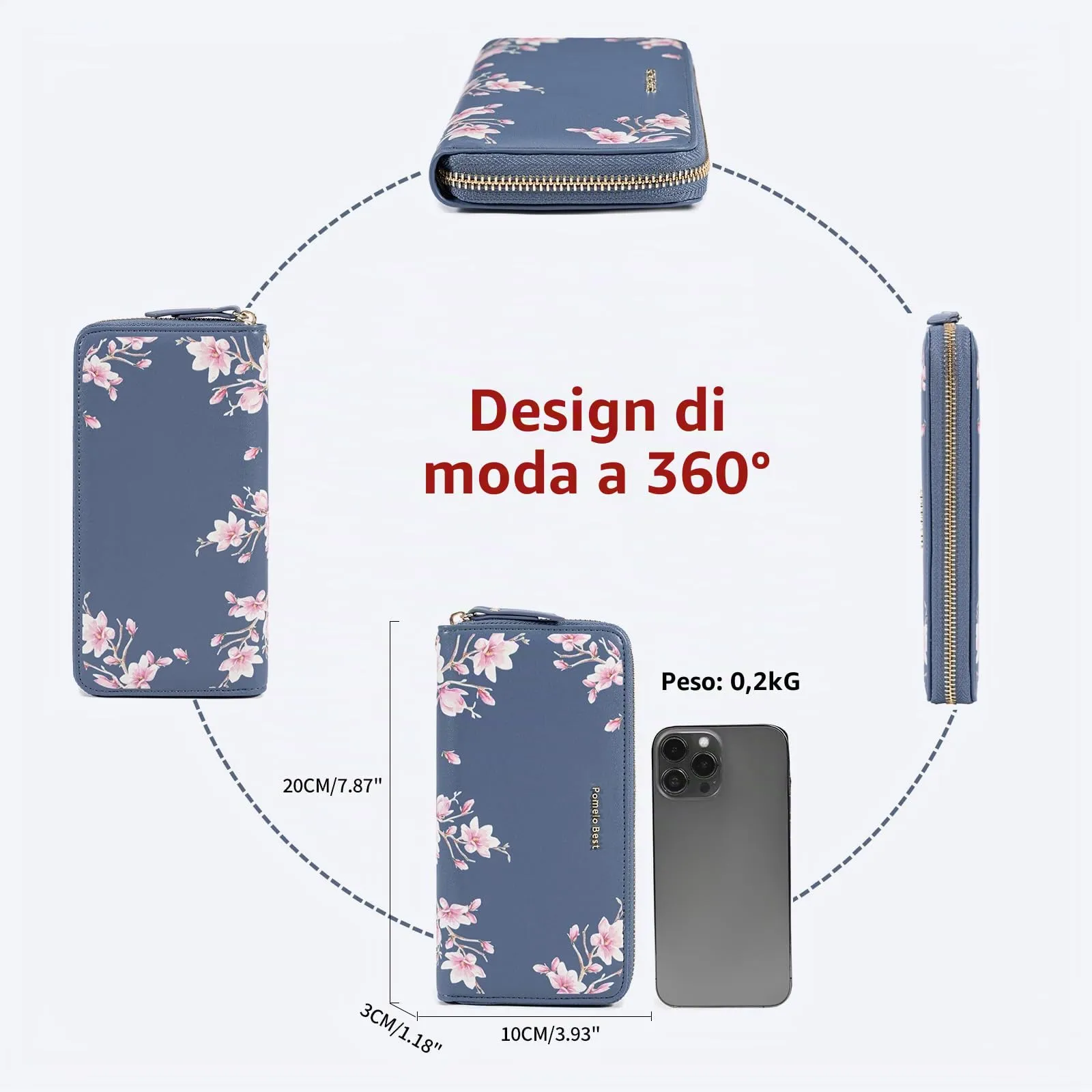 Pomelo Best Portafoglio in Pelle Donna Stampato Magnolia RFID - immagine 6