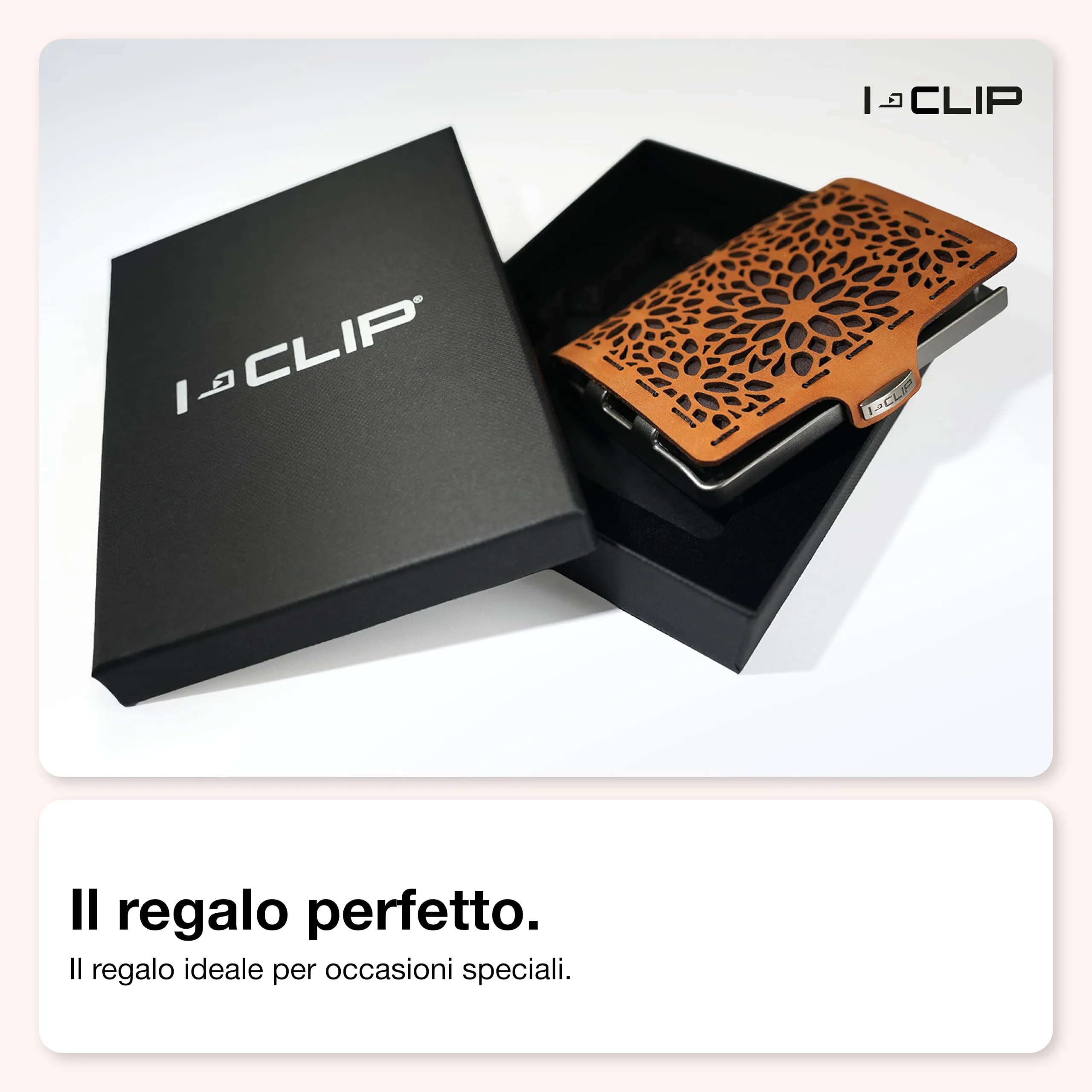 I-CLIP Original Portafoglio Donna Slim, Mini Wallet fino a 12 Carte, Pelle Sandflower, Telaio Argento - immagine 7