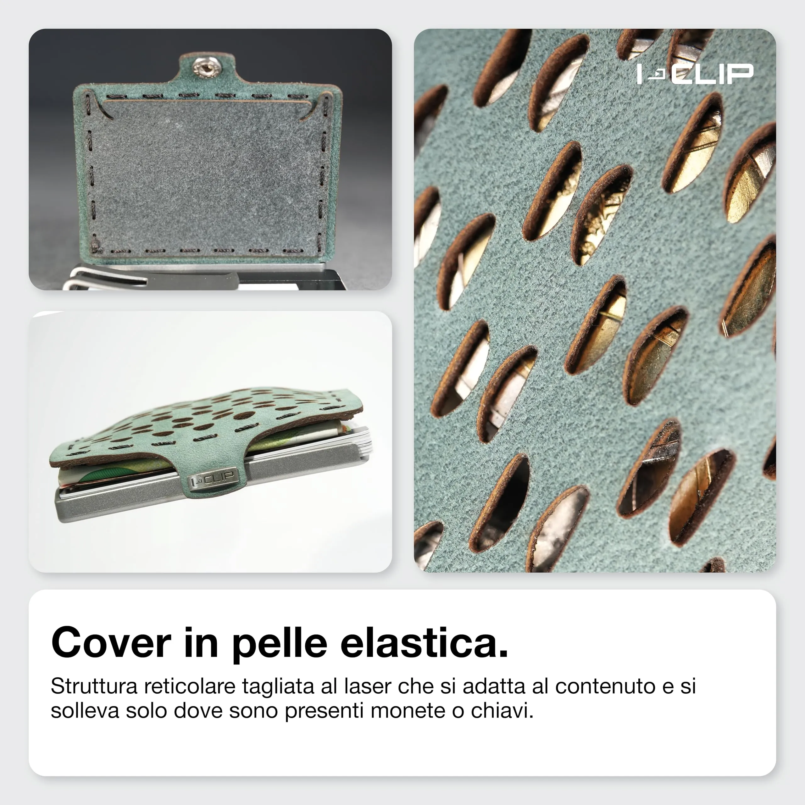 I-CLIP Original Portafoglio Uomo Slim in Pelle con Portamonete e Clip per Banconote, Mini Wallet fino a 12 Carte - immagine 4