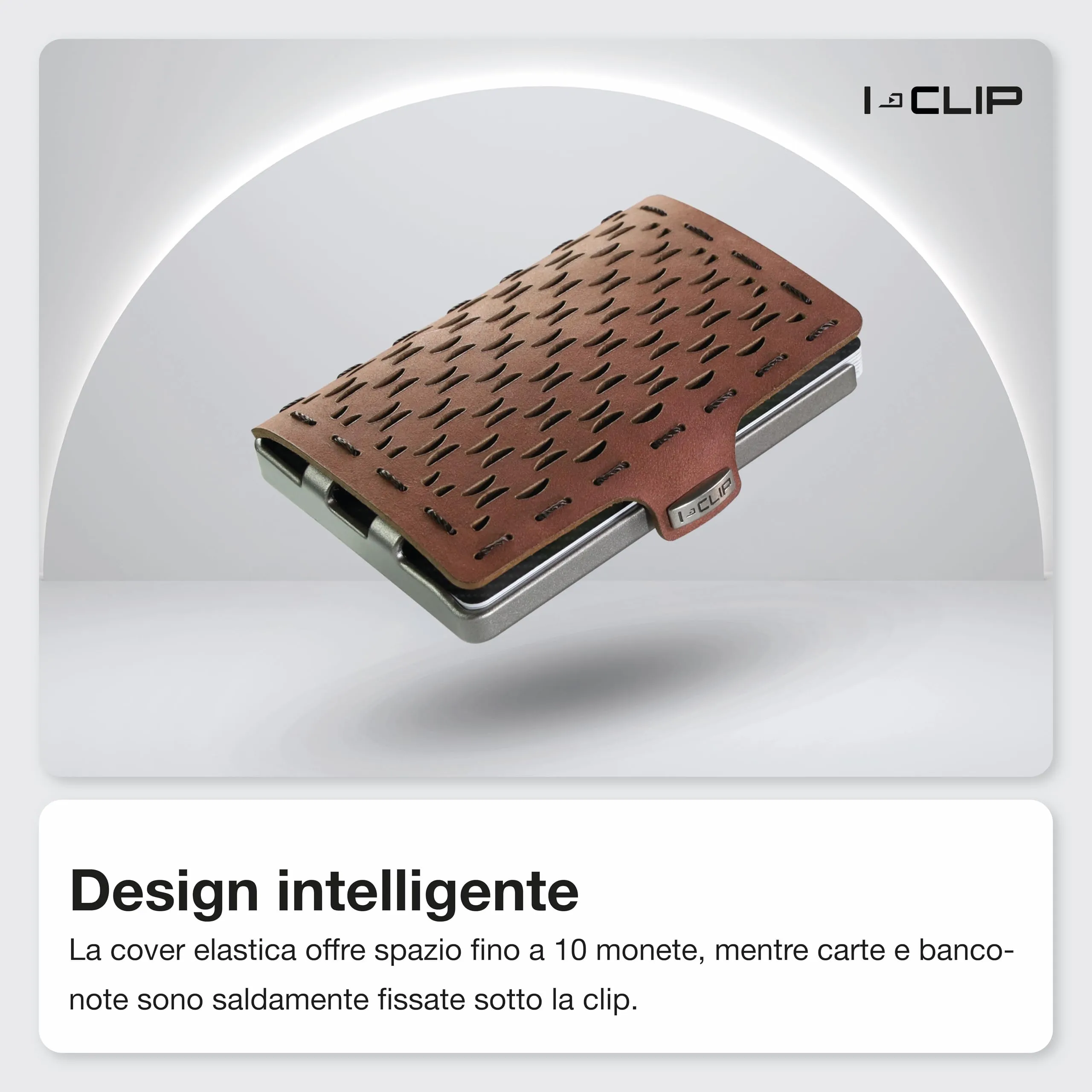 I-CLIP Portafoglio Uomo Slim in Pelle con Portamonete e Clip per Banconote, Mini Wallet fino a 12 Carte - immagine 2
