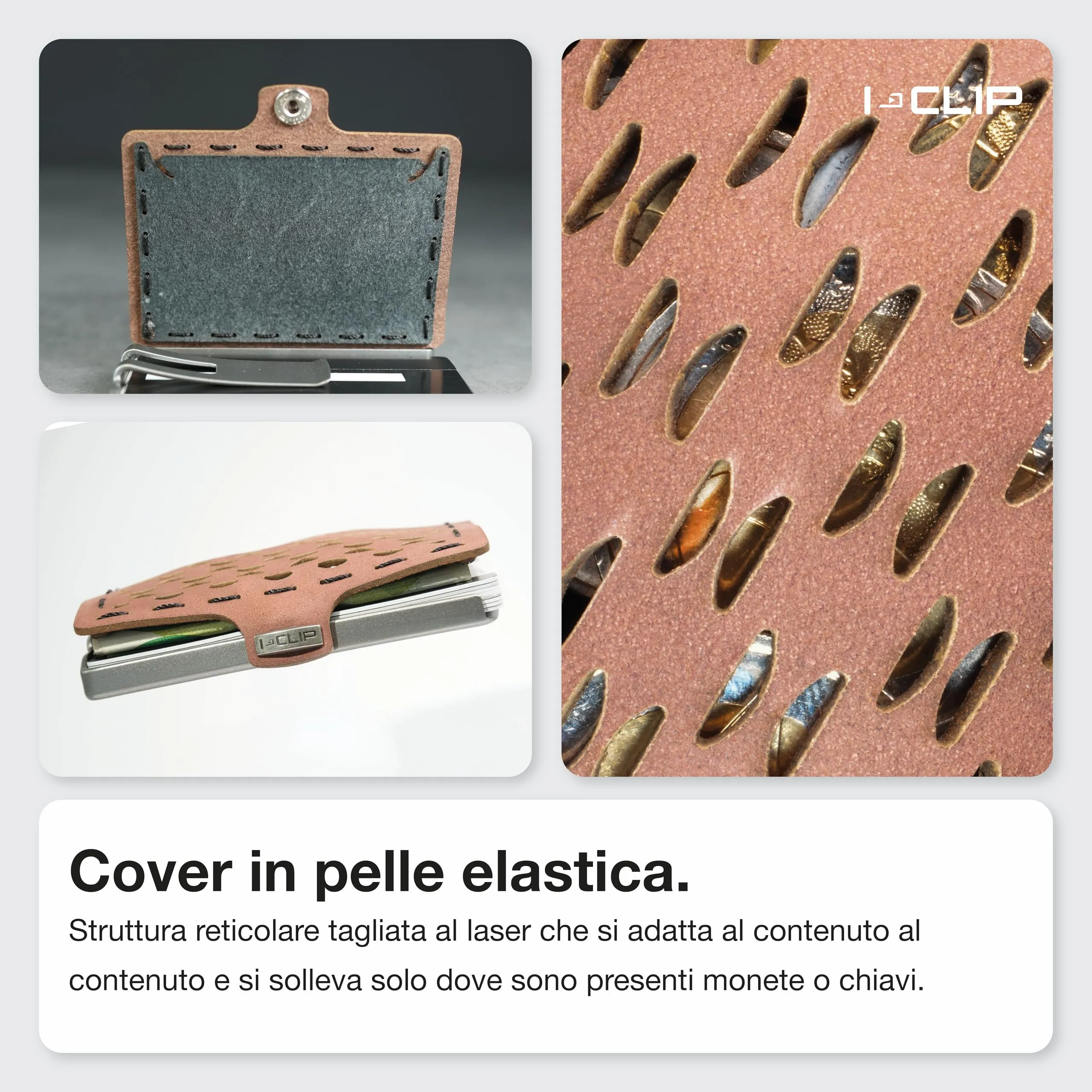 I-CLIP Portafoglio Uomo Slim in Pelle con Portamonete e Clip per Banconote, Mini Wallet fino a 12 Carte - immagine 4