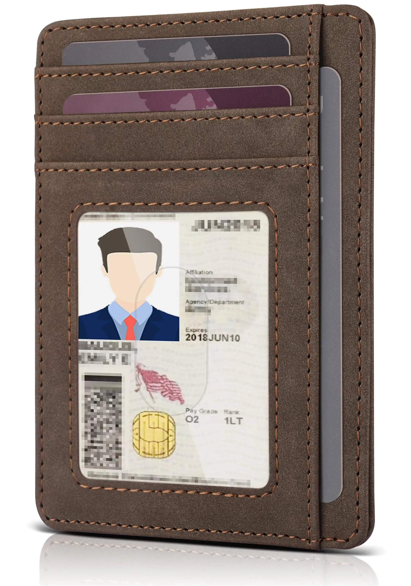 Teskyer Portafoglio Porta Carte di Credito Uomo, Protezione RFID, Design Minimalista, Marrone - immagine 1