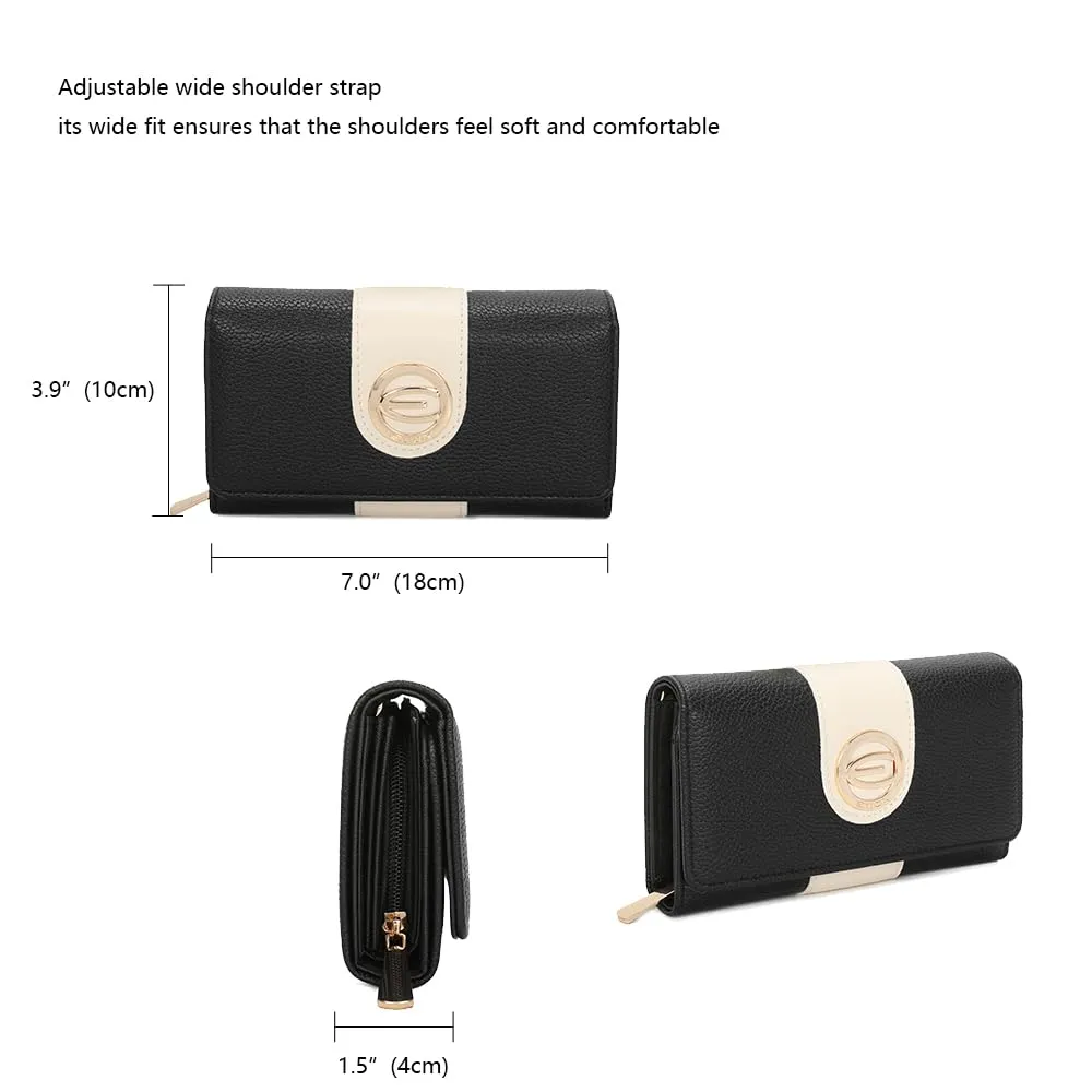ELIOX Portafoglio Donna in Pelle PU Nero - immagine 2