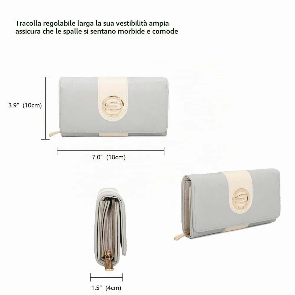 ELIOX Portafoglio Donna Grande in Pelle PU Grigio - immagine 2