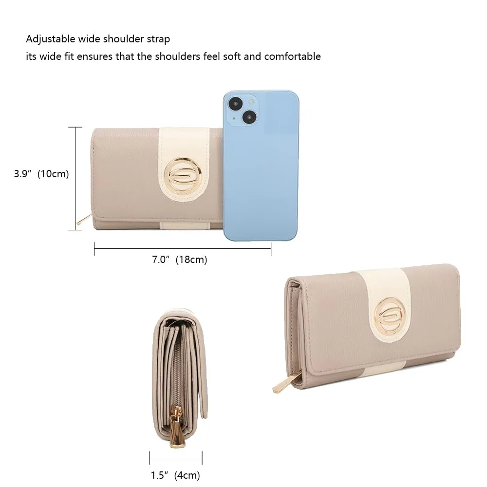 ELIOX Portafoglio Donna in Pelle PU, Taupe - immagine 2