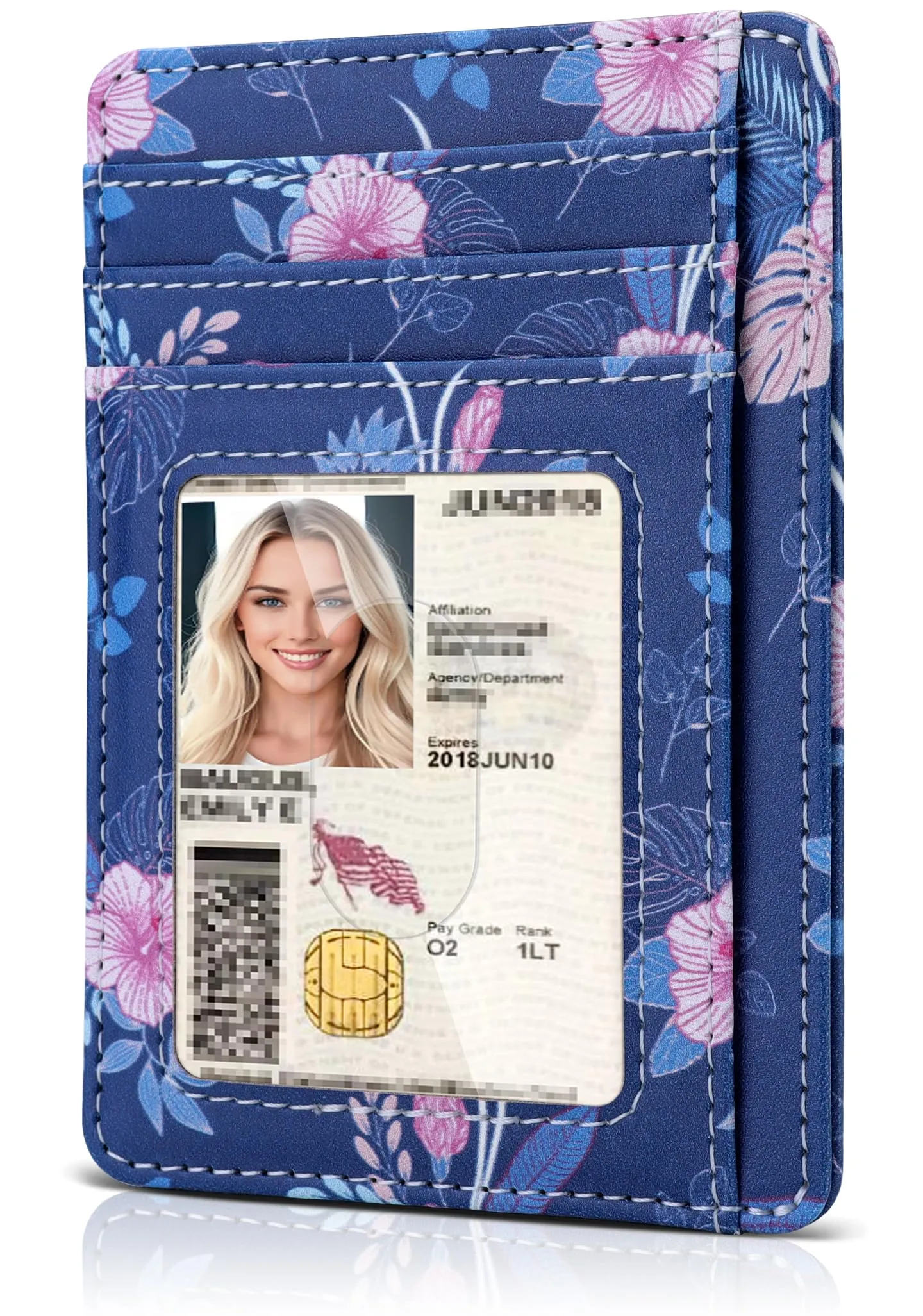 Teskyer Portafoglio Donna Piccolo e Sottile con Protezione RFID, Design Minimalista Fiore di Ciliegio - immagine 1