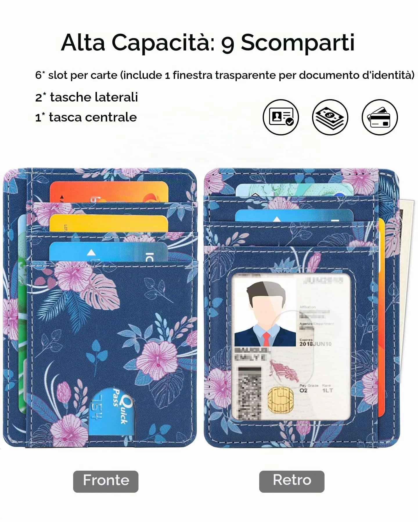 Teskyer Portafoglio Donna Piccolo e Sottile con Protezione RFID, Design Minimalista Fiore di Ciliegio - immagine 2