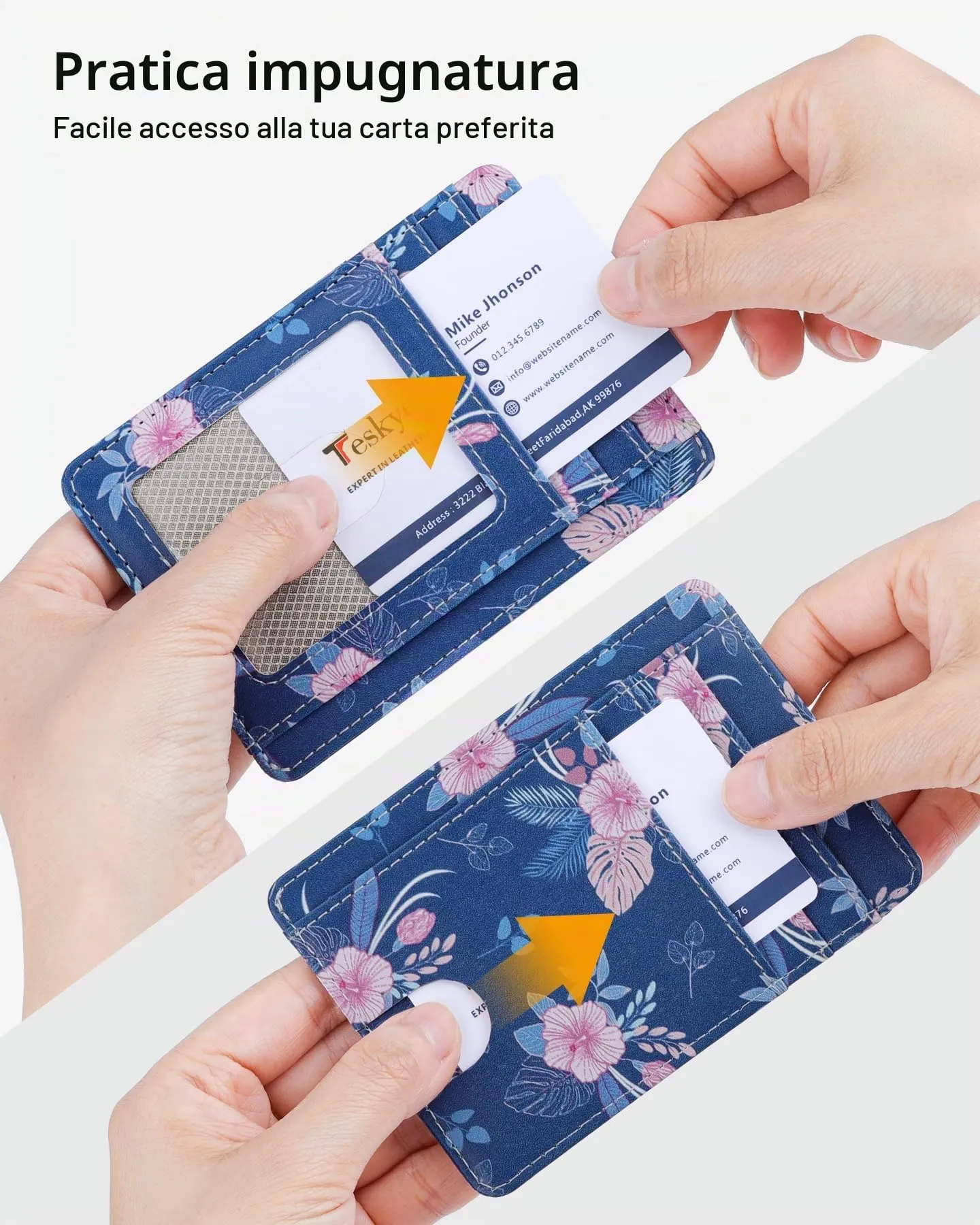 Teskyer Portafoglio Donna Piccolo e Sottile con Protezione RFID, Design Minimalista Fiore di Ciliegio - immagine 3