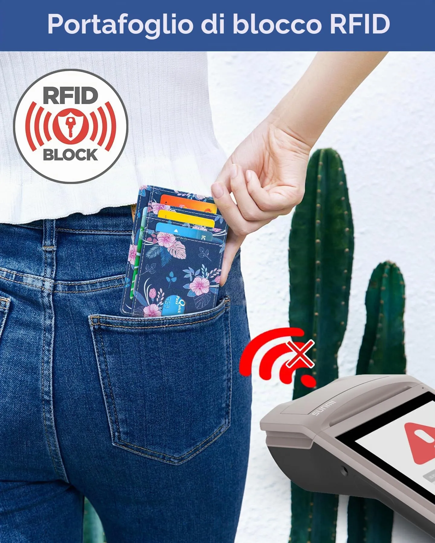 Teskyer Portafoglio Donna Piccolo e Sottile con Protezione RFID, Design Minimalista Fiore di Ciliegio - immagine 4
