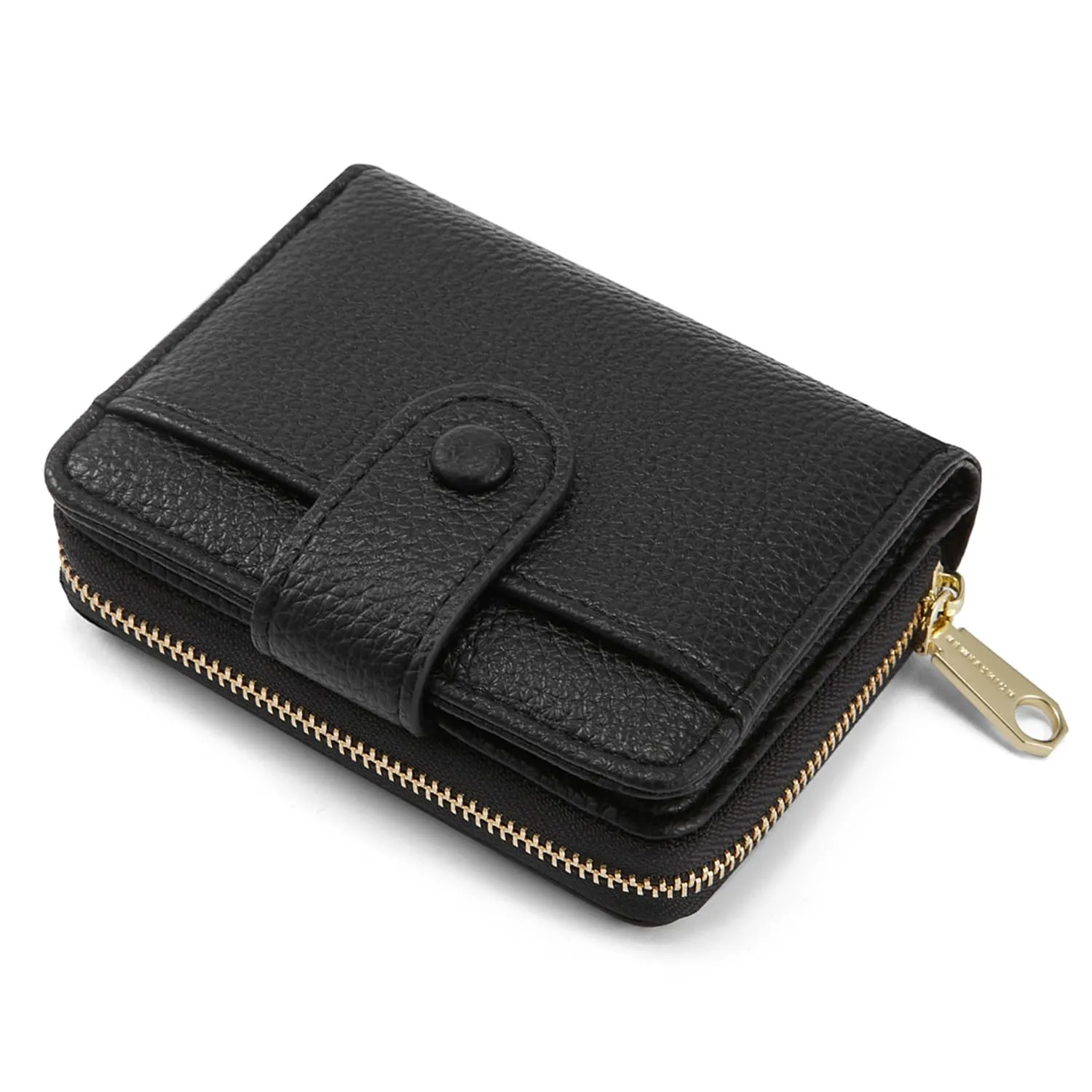 ANYWN Portafoglio Donna Piccolo in Pelle Morbida con Zip Portamonete, Nero - immagine 1