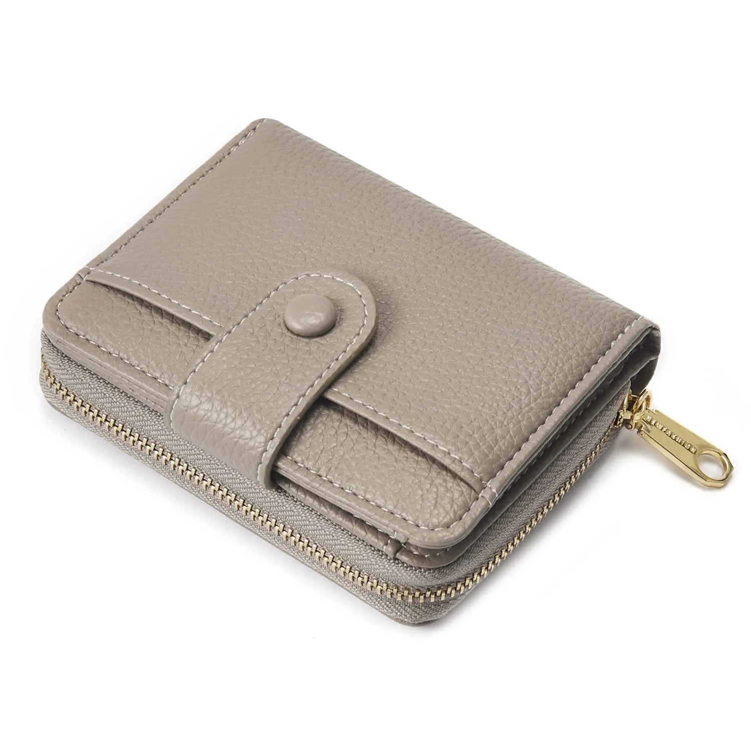 ANYWN Portafoglio Donna Piccolo in Pelle Morbida con Zip Portamonete, Grigio - immagine 1