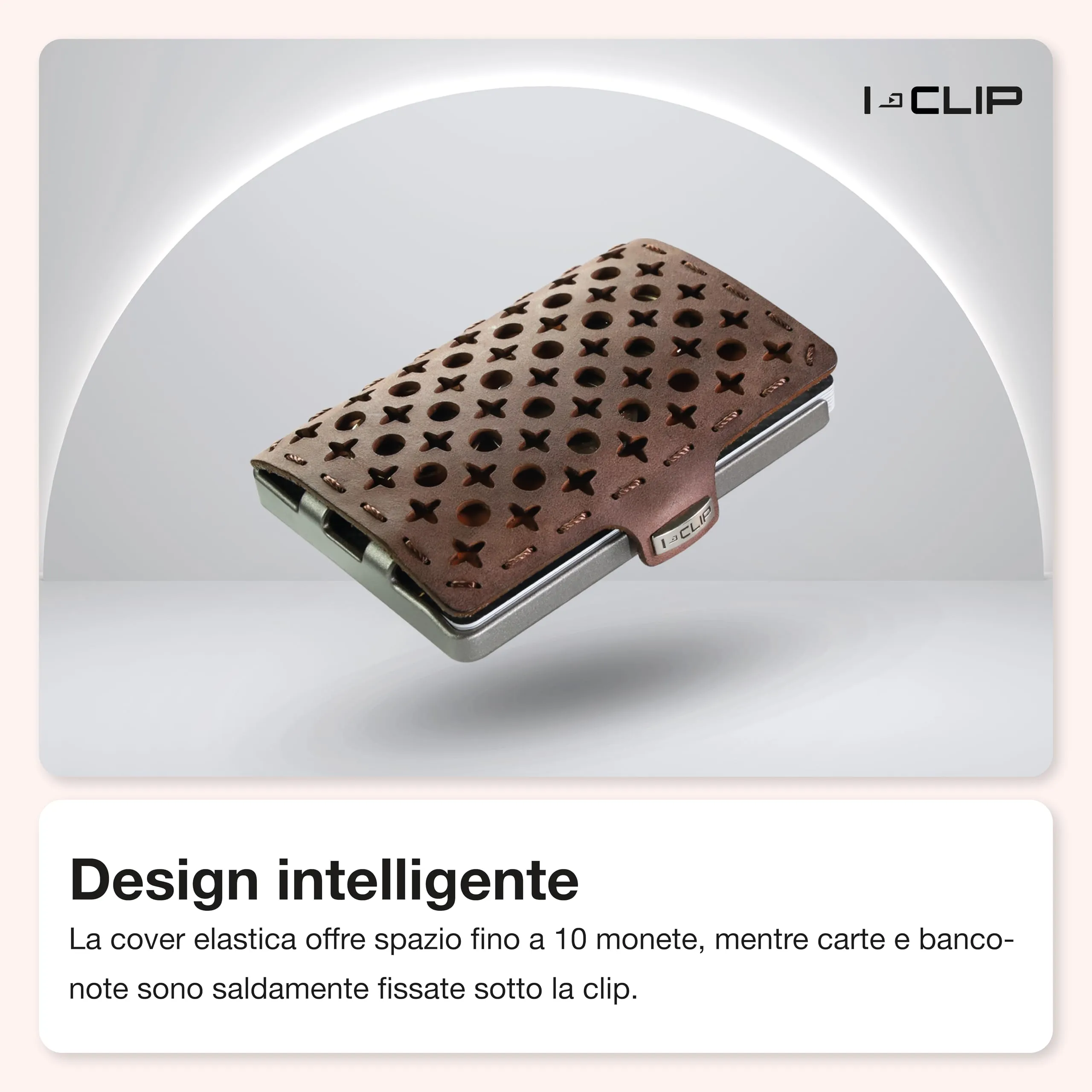 I-CLIP Original Portafoglio Uomo Slim in Pelle con Portamonete e Clip per Banconote, fino a 12 Carte - immagine 2