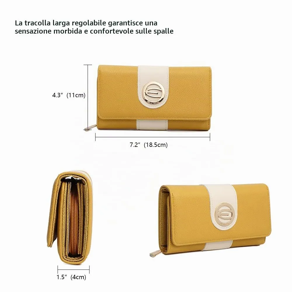 ELIOX Portafoglio Donna in Pelle PU Giallo - immagine 2