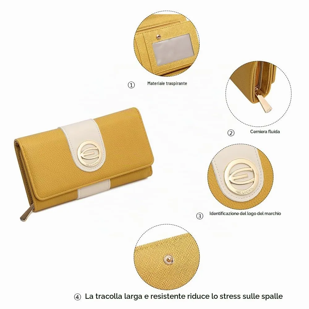 ELIOX Portafoglio Donna in Pelle PU Giallo - immagine 5