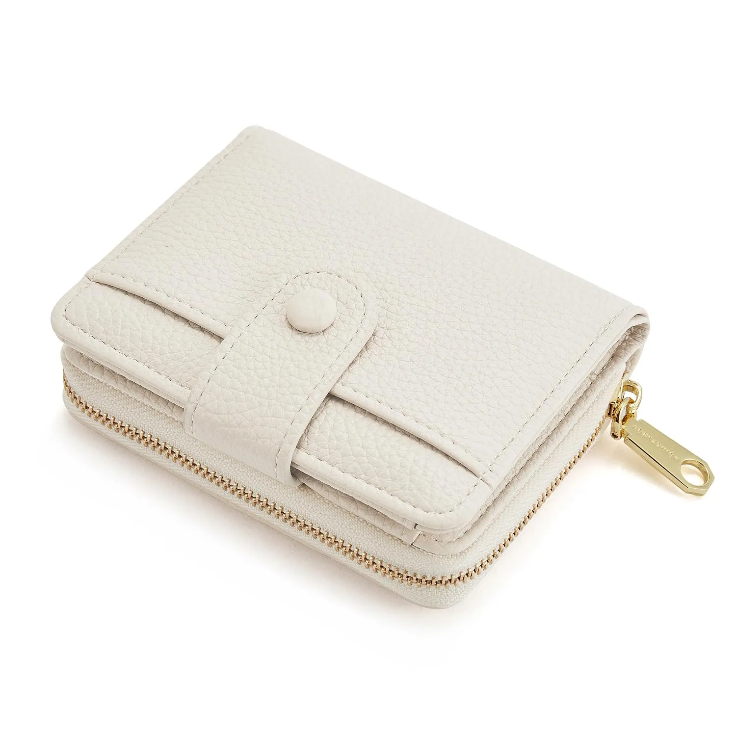 ANYWN Portafoglio Donna Piccolo in Pelle, Mini Portafoglio con Zip e Blocco RFID, Beige - immagine 1
