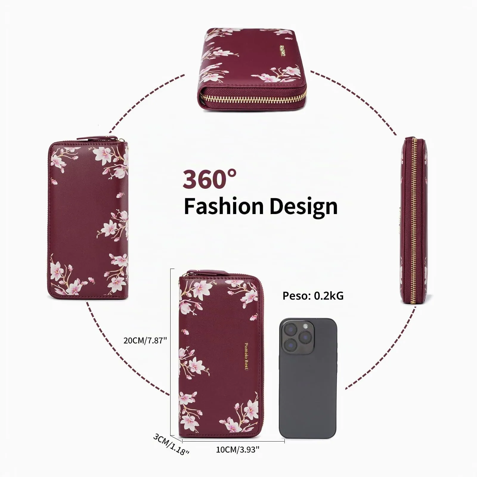 Pomelo Best Portafoglio in Pelle Donna con Stampato Magnolia RFID - immagine 5