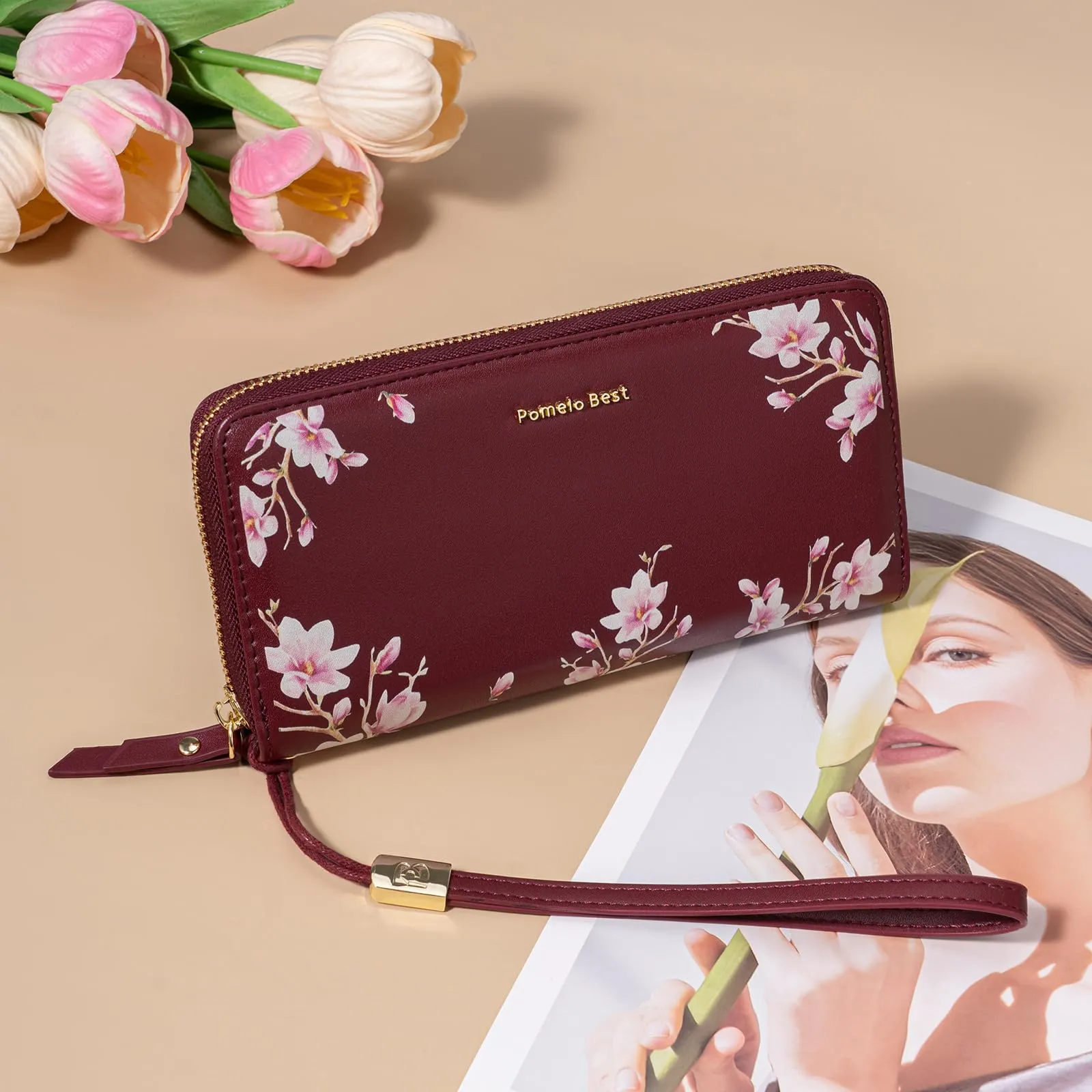 Pomelo Best Portafoglio in Pelle Donna con Stampato Magnolia RFID - immagine 6