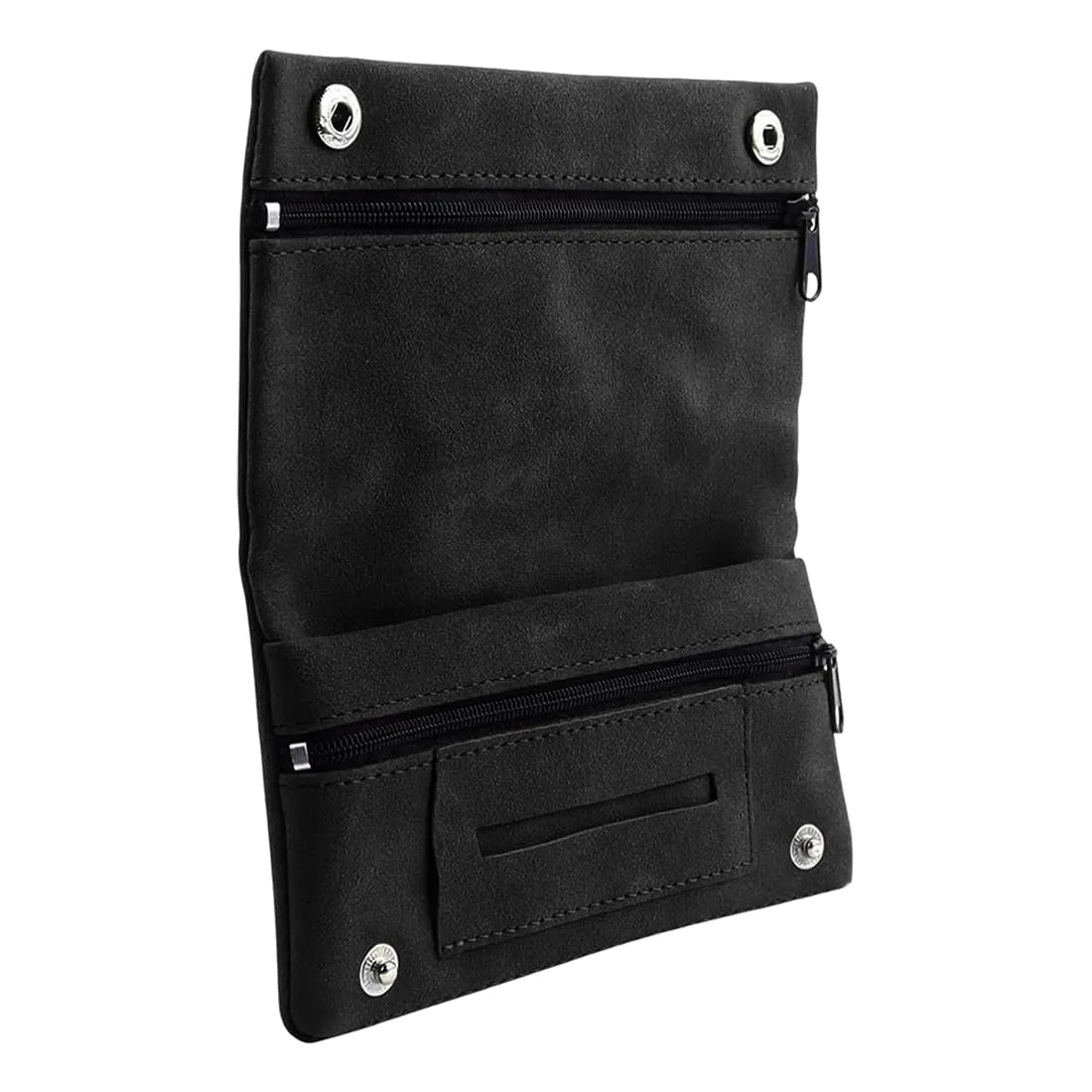 DLPRK Porta Tabacco in Pelle con Chiusura Magnetica, Pieghevole (Nero) - immagine 1