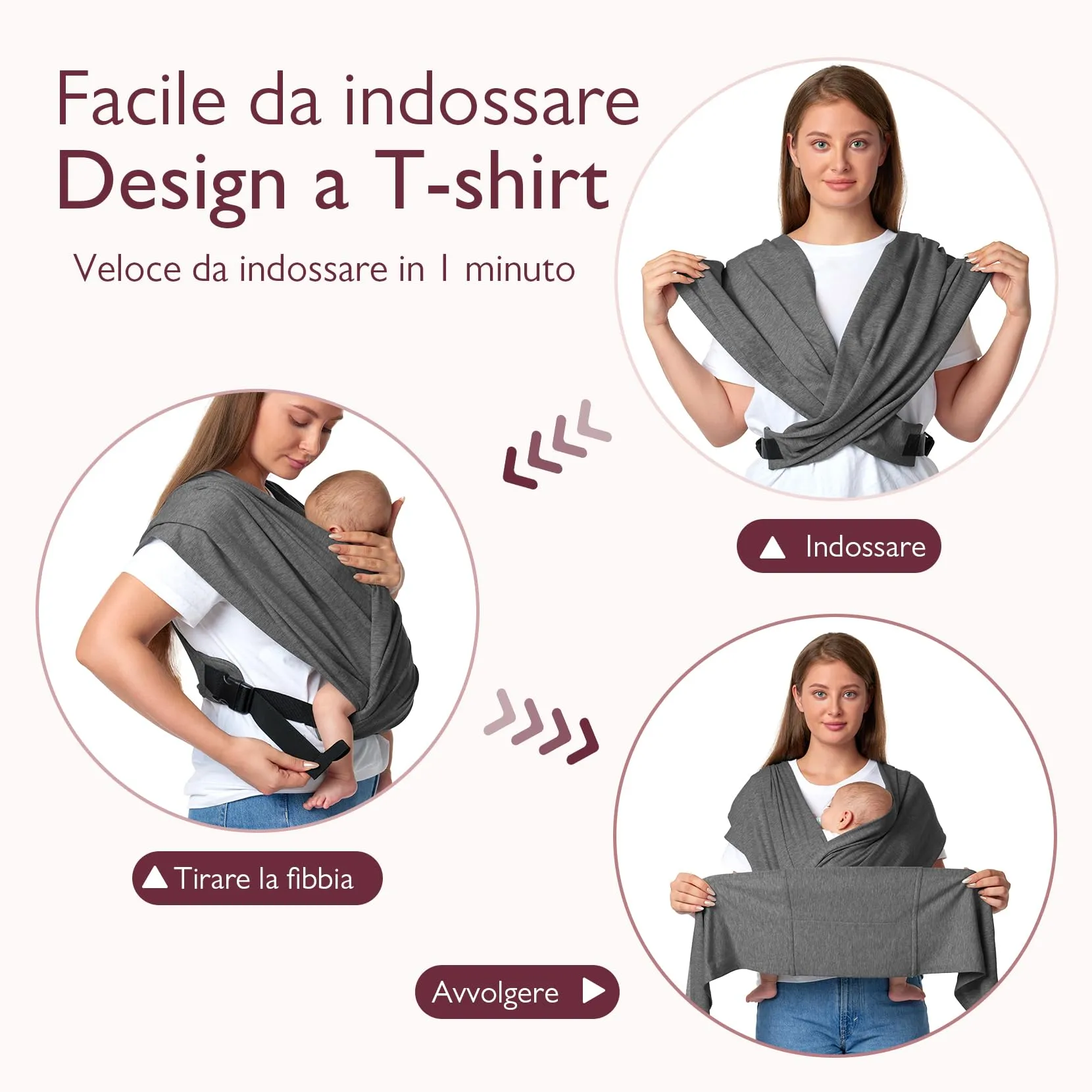 Momcozy Fascia Neonato con Fibbia, Marsupio Regolabile in Rete Traspirante Air-Mesh, 3,6–15 kg, Nero/Grigio - immagine 3