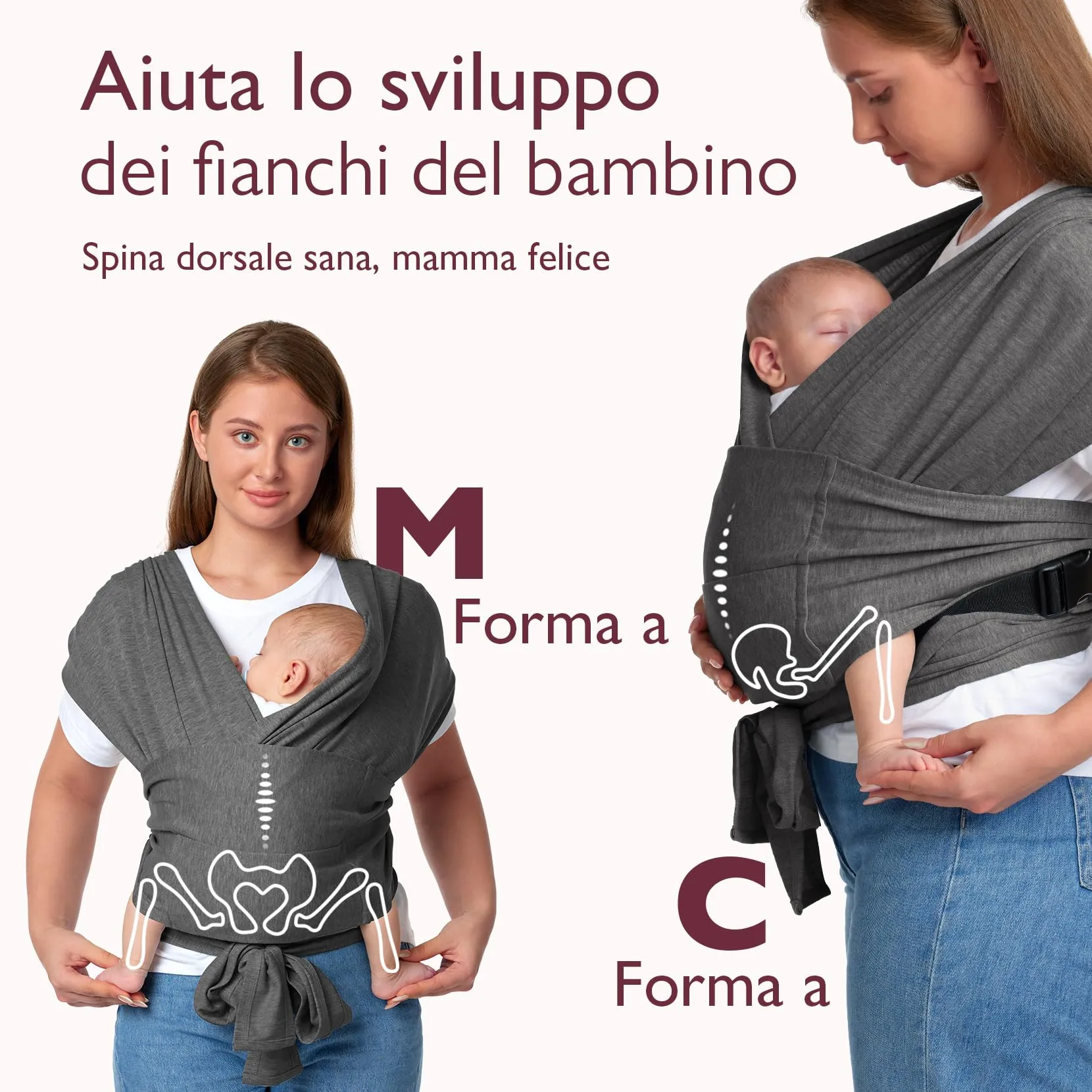 Momcozy Fascia Neonato con Fibbia, Marsupio Regolabile in Rete Traspirante Air-Mesh, 3,6–15 kg, Nero/Grigio - immagine 4