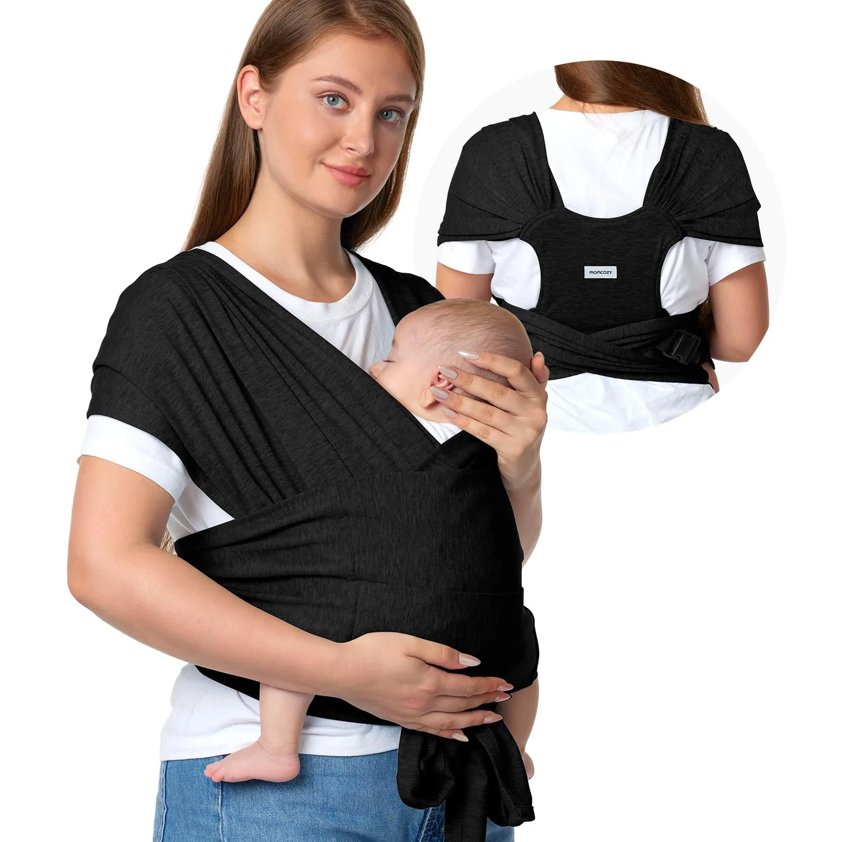 Momcozy Fascia Portabebè con Fibbia in Rete Traspirante Air-Mesh, 3,6–15 kg, Nero Scuro - immagine 1